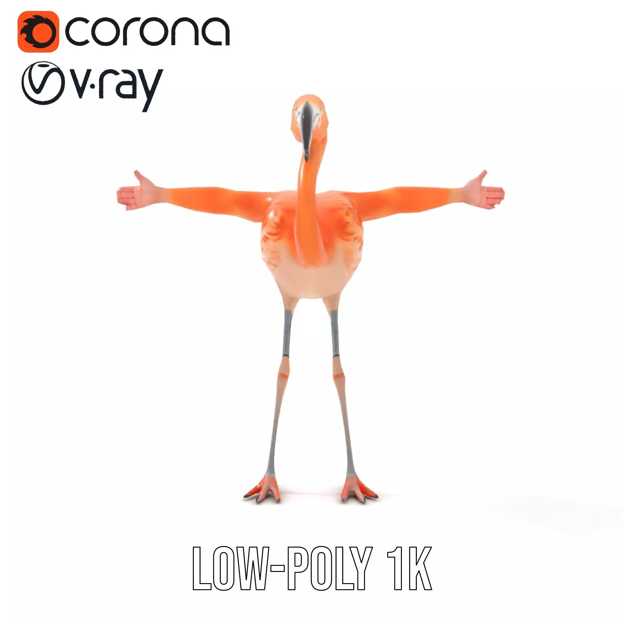 Unique Flamingo Creature model pack Low-poly 3D model_9