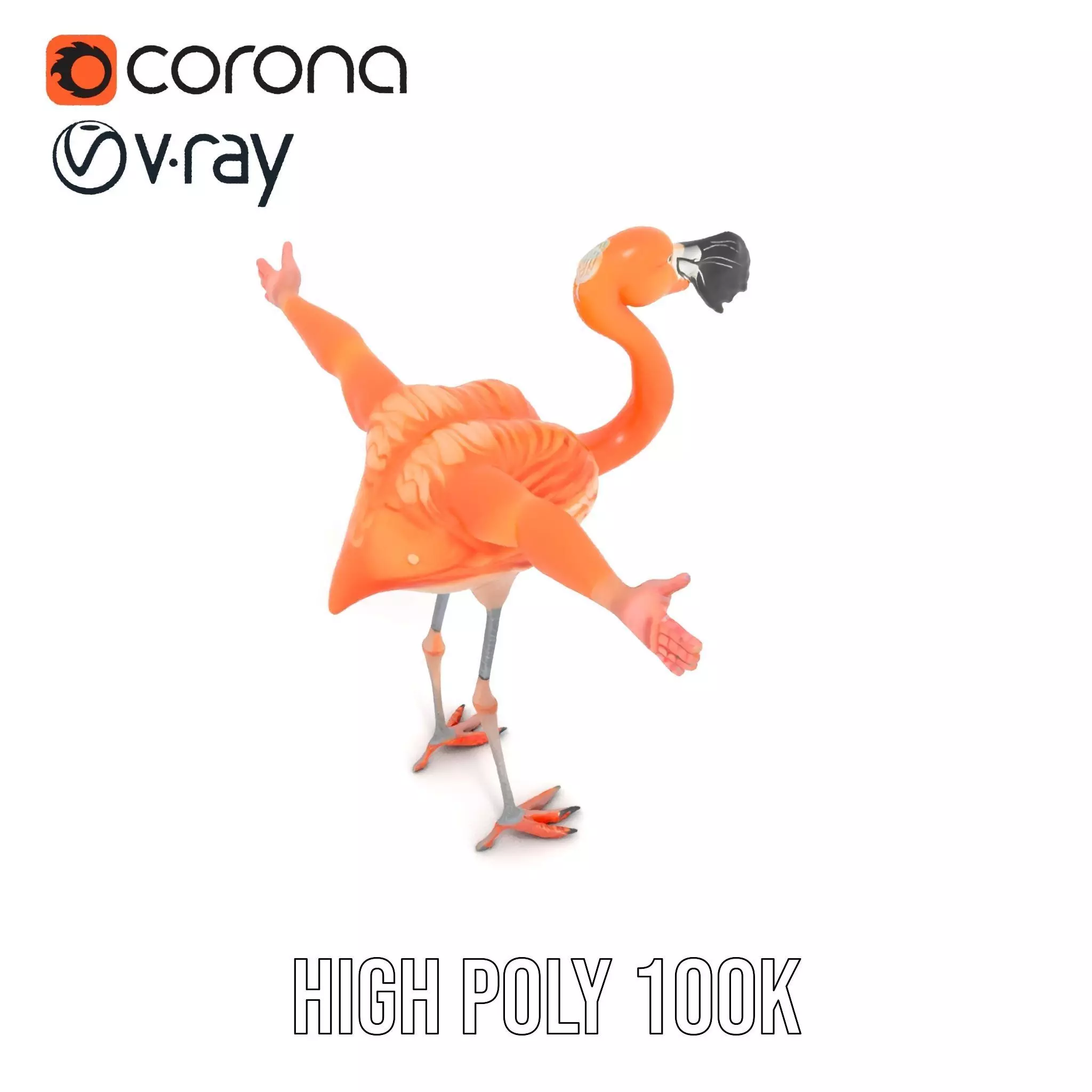 Unique Flamingo Creature model pack Low-poly 3D model_18