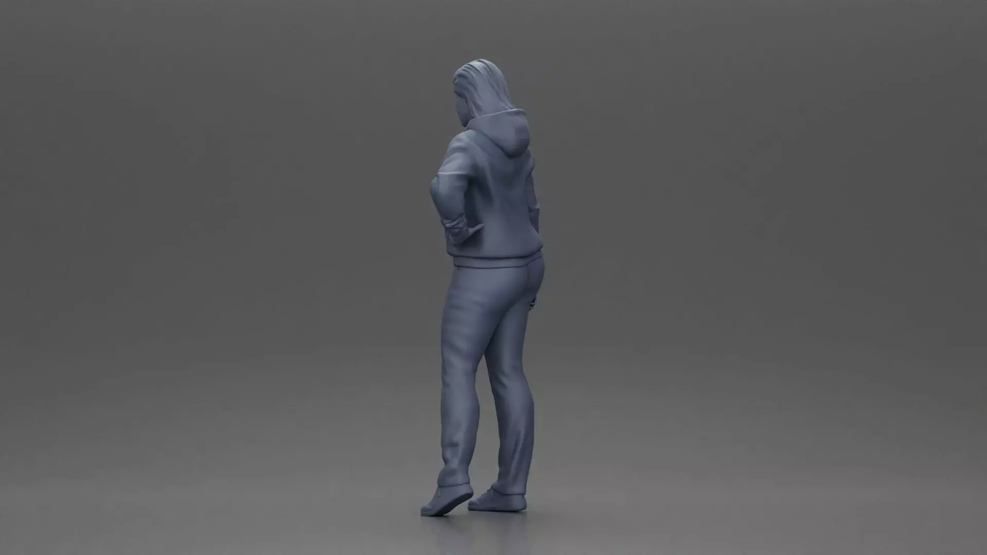 Casual girl with hoodie and sweatpants striking a confident pose 3D print model_10