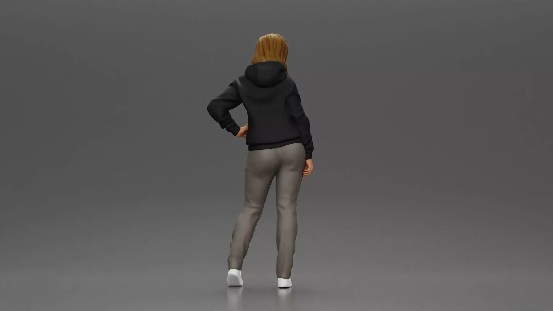 Casual girl with hoodie and sweatpants striking a confident pose 3D print model_3