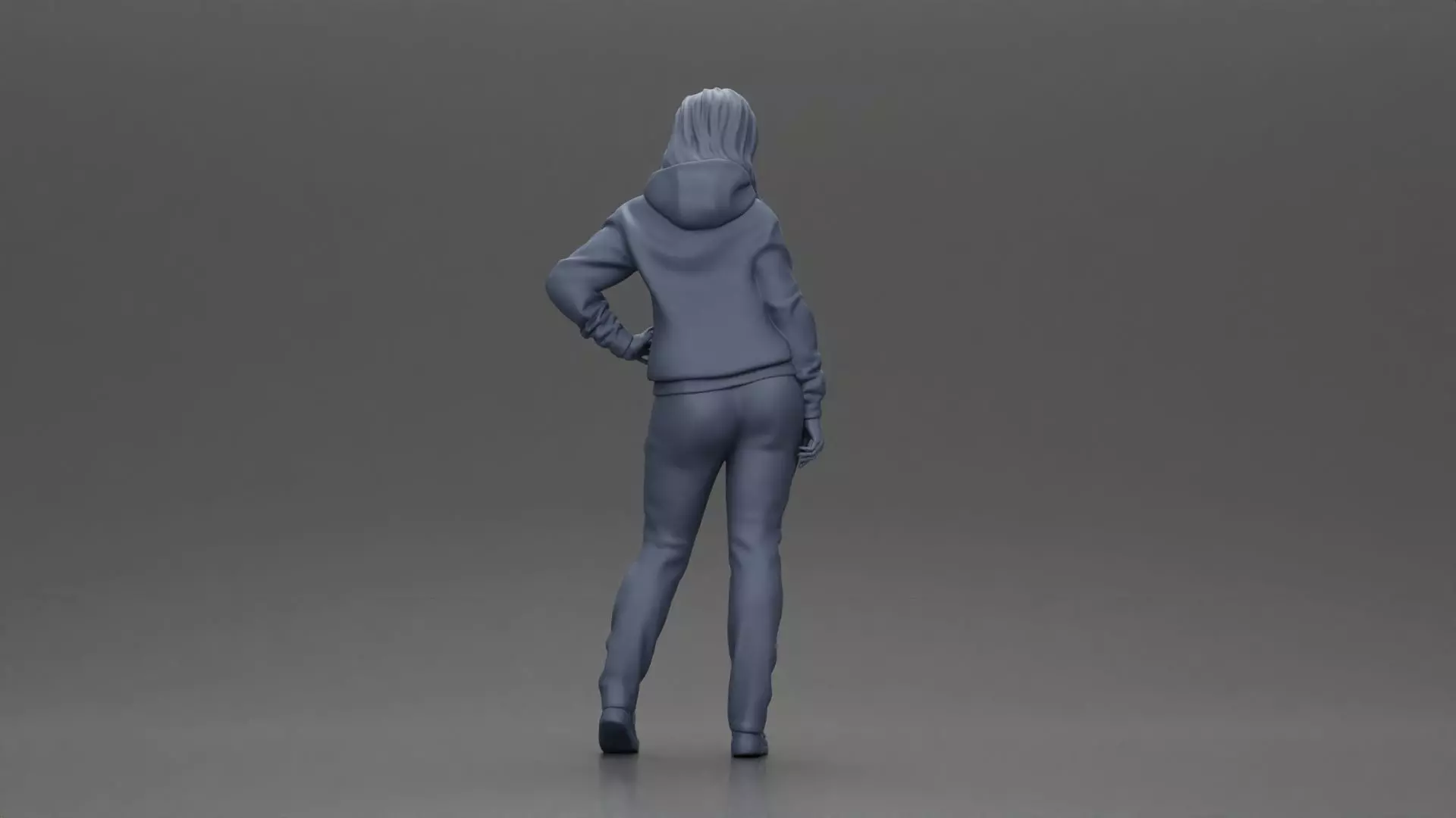 Casual girl with hoodie and sweatpants striking a confident pose 3D print model_9