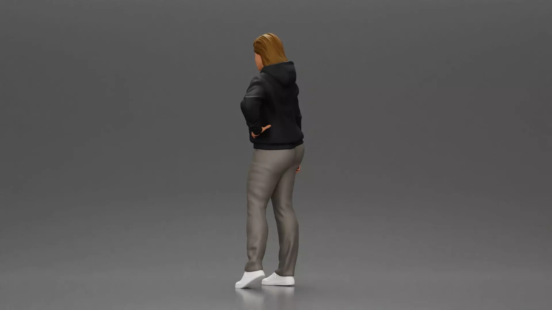 Casual girl with hoodie and sweatpants striking a confident pose 3D print model_4