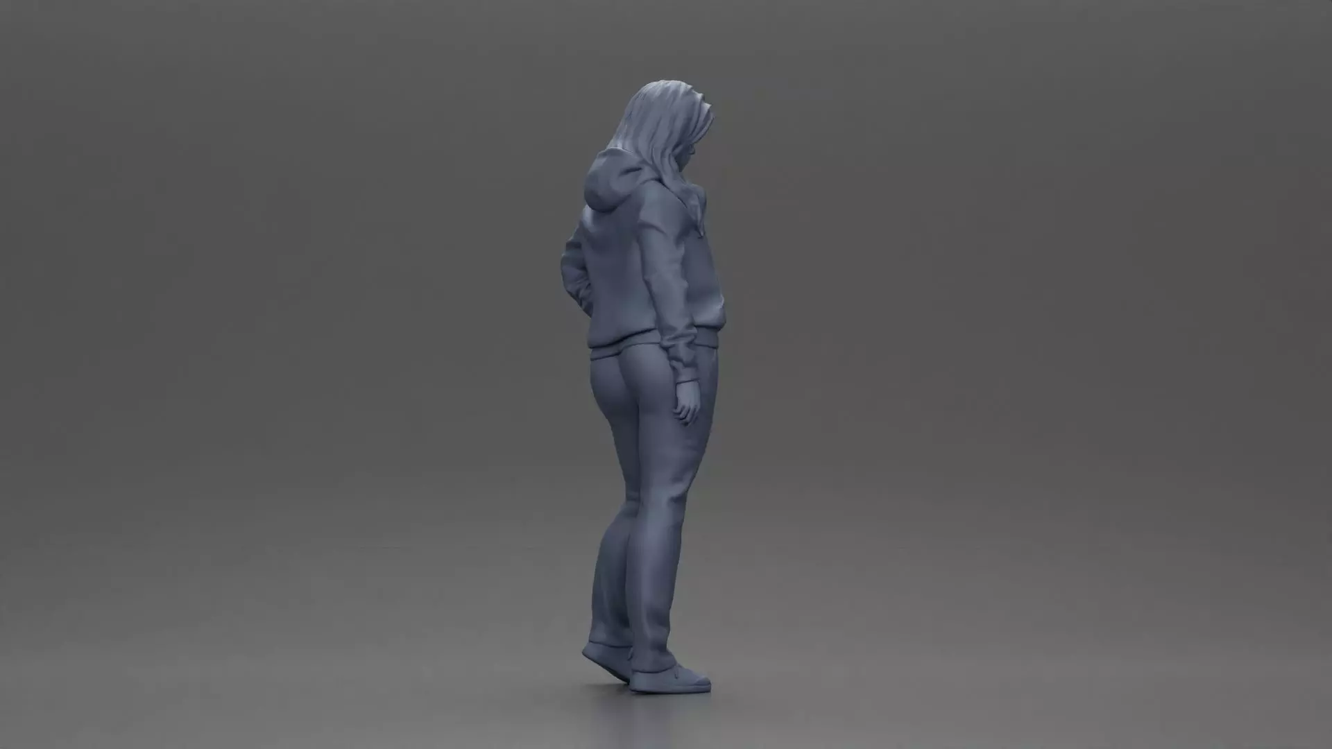 Casual girl with hoodie and sweatpants striking a confident pose 3D print model_8