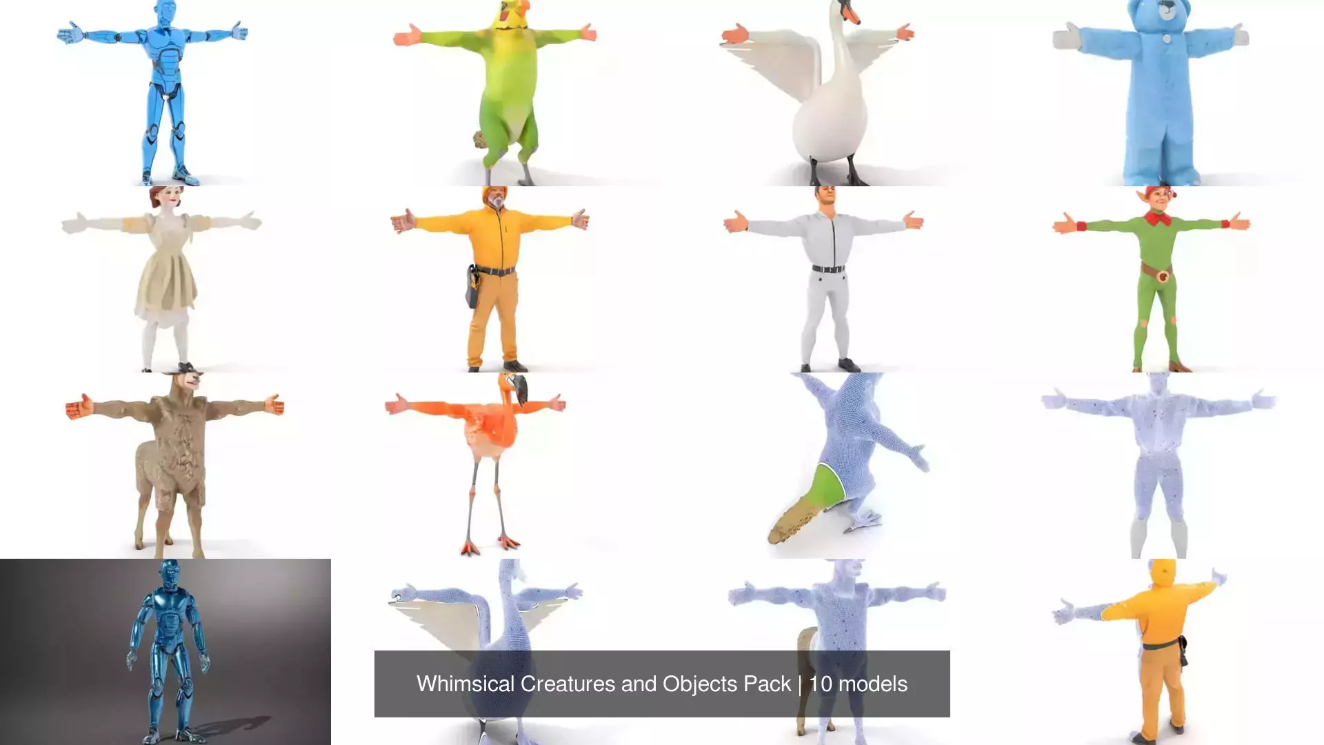 Whimsical Creatures and Objects Pack 3D Model Collection_0