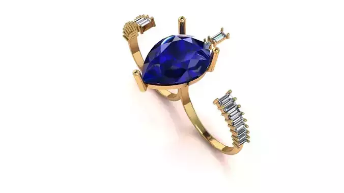 Double-finger Ring Jewelry model - Midnight Majesty for Her