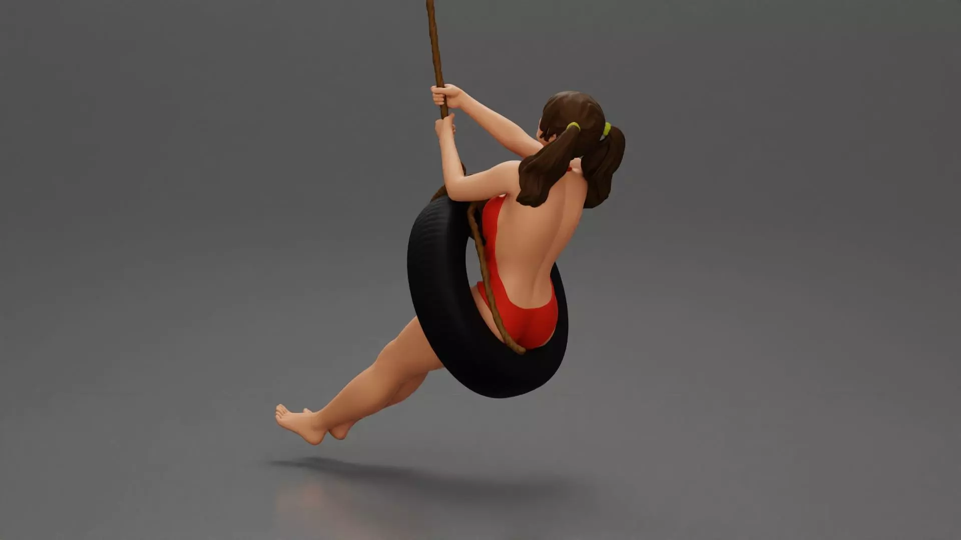 Sexy Girl in Bikini Enjoying a Fun Swinging Adventure on Tire 3D print model_3