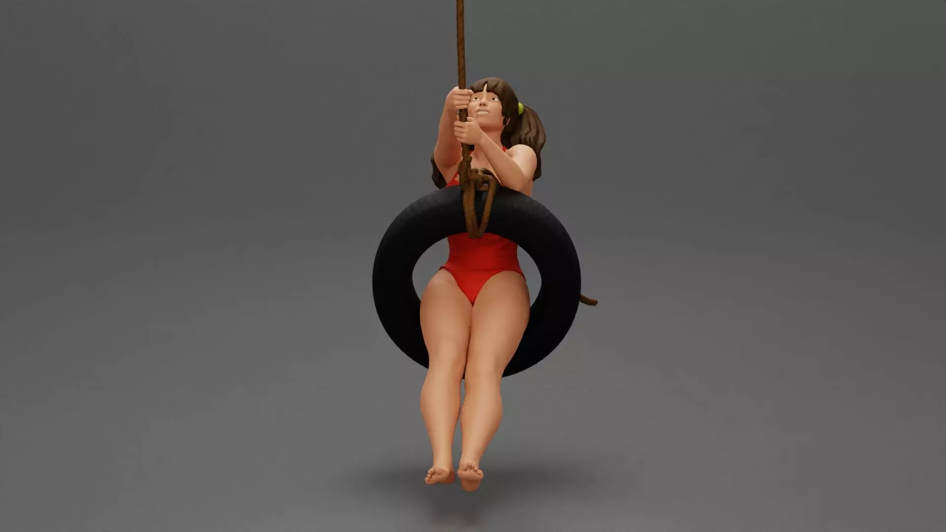 Sexy Girl in Bikini Enjoying a Fun Swinging Adventure on Tire 3D print model_5