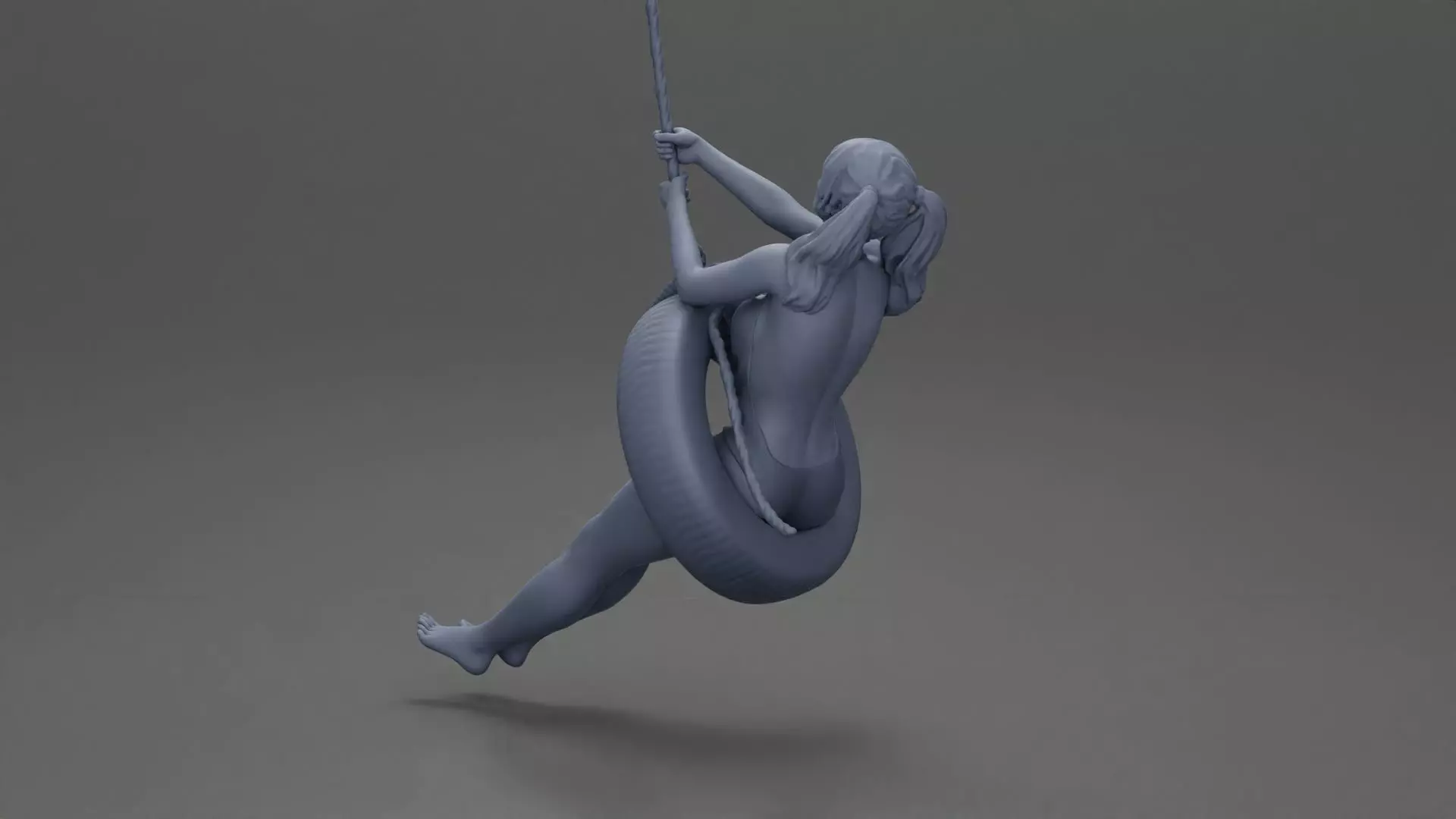 Sexy Girl in Bikini Enjoying a Fun Swinging Adventure on Tire 3D print model_9