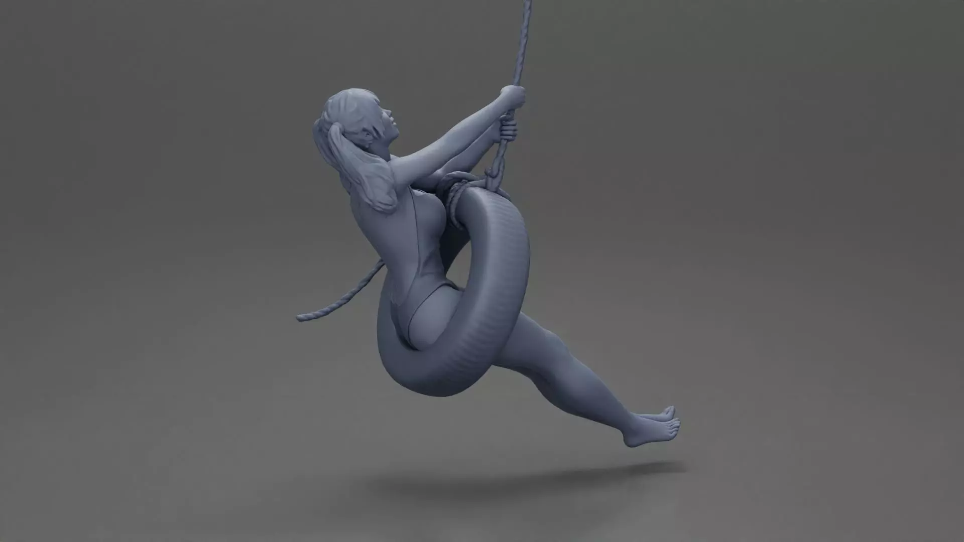 Sexy Girl in Bikini Enjoying a Fun Swinging Adventure on Tire 3D print model_7