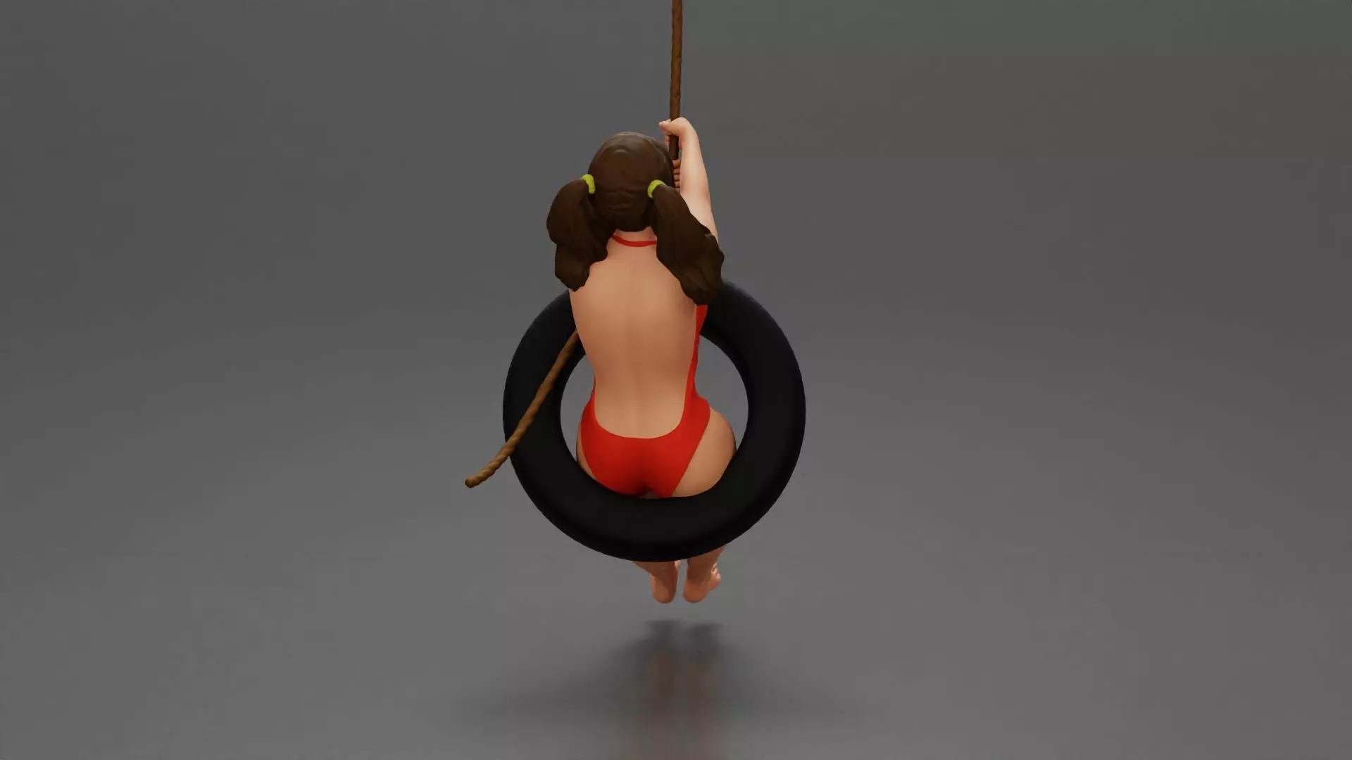 Sexy Girl in Bikini Enjoying a Fun Swinging Adventure on Tire 3D print model_2