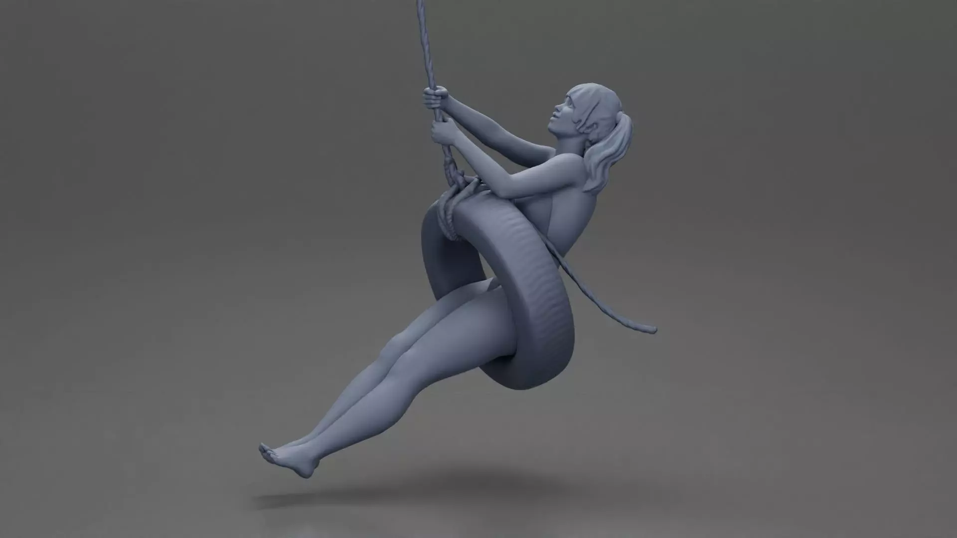 Sexy Girl in Bikini Enjoying a Fun Swinging Adventure on Tire 3D print model_10