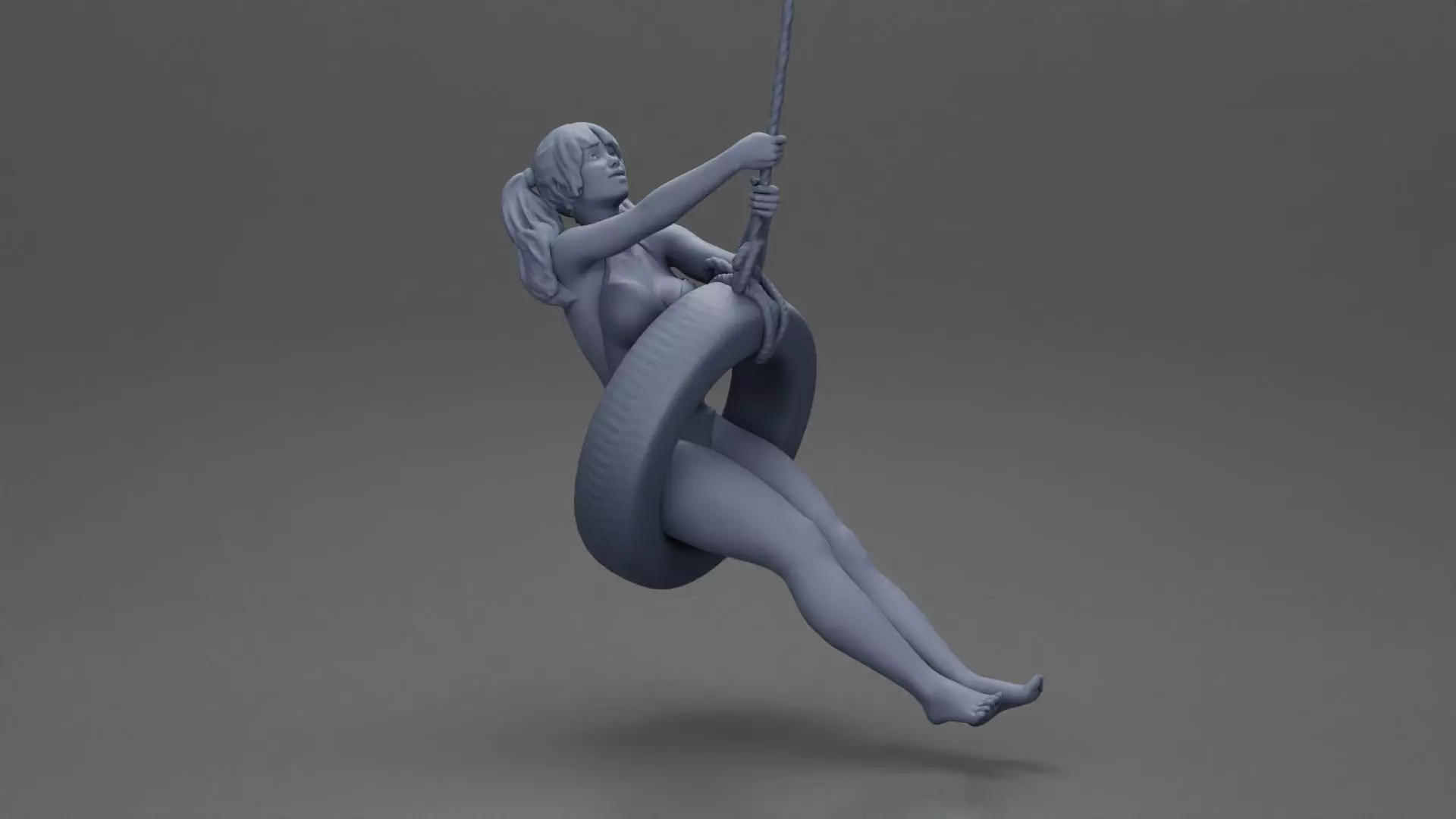 Sexy Girl in Bikini Enjoying a Fun Swinging Adventure on Tire 3D print model_6