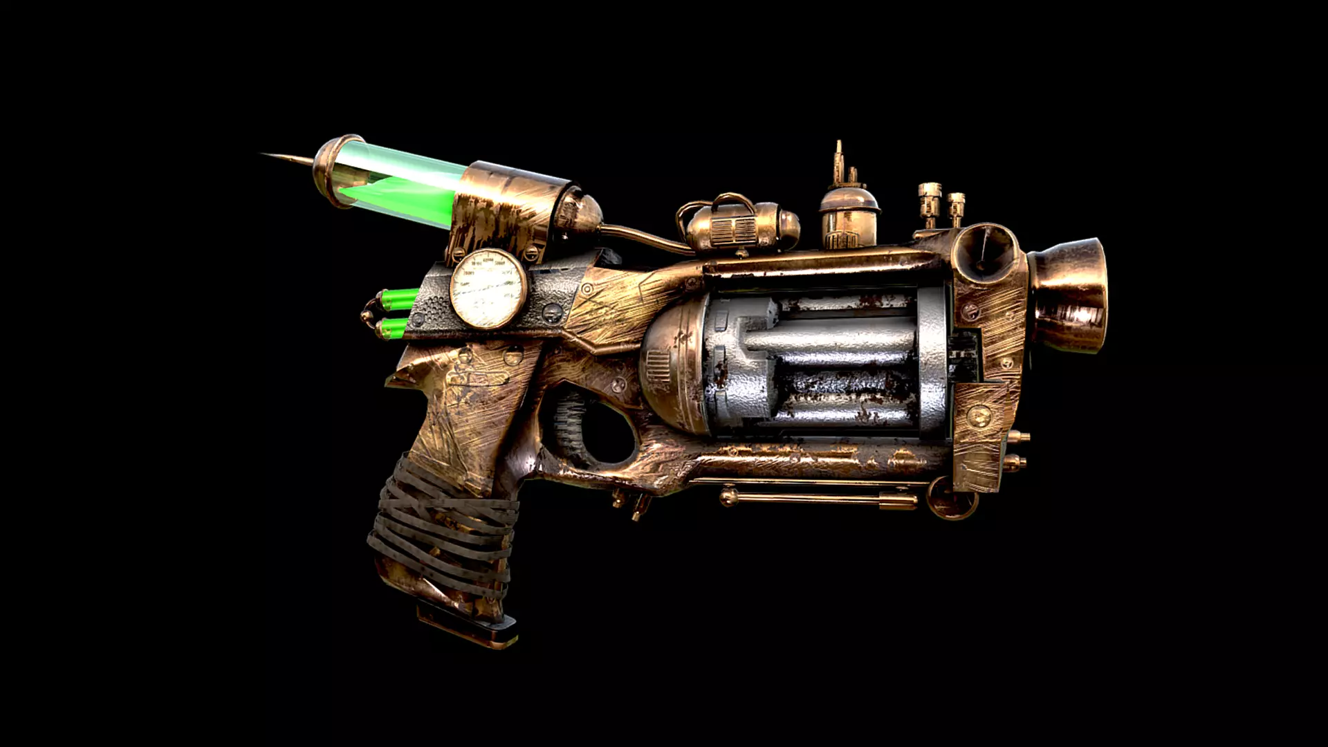 Steampunk Gun   LOW POLY 3D model_1