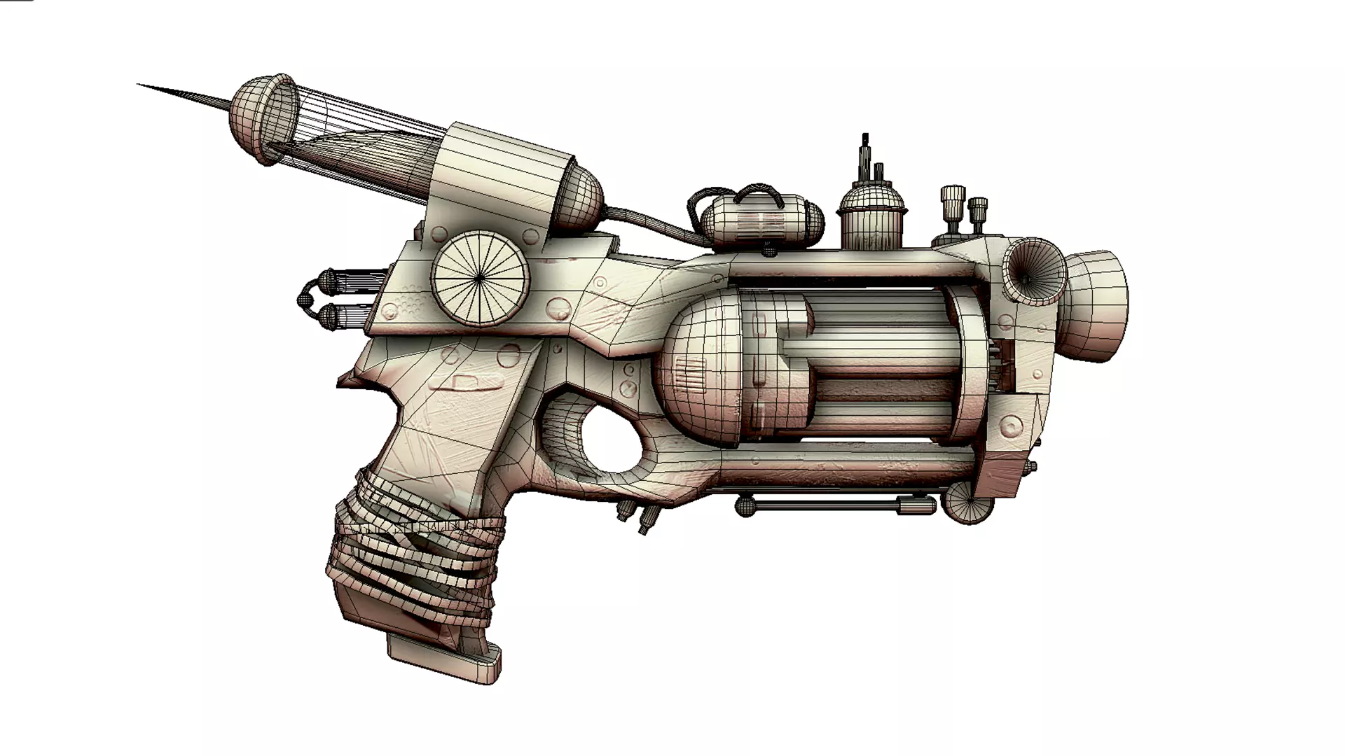 Steampunk Gun   LOW POLY 3D model_4