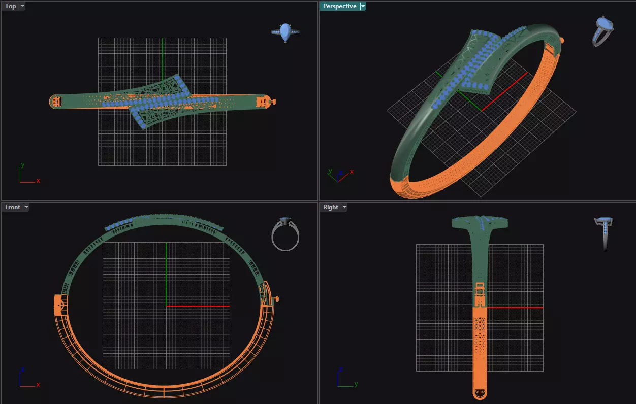 Luxury Gold Bangle Bracelet with Diamonds 3D print model 3D print model_8