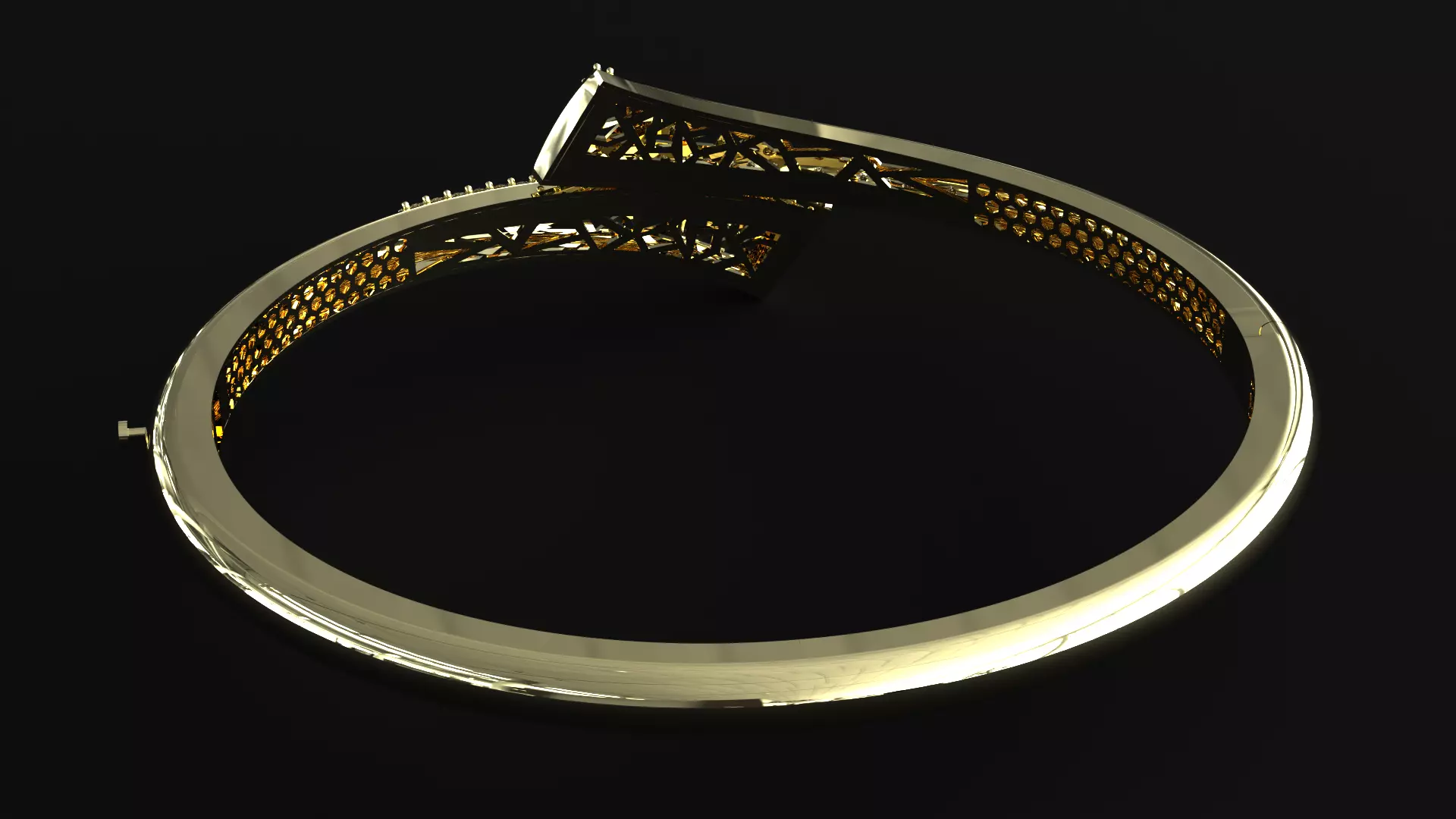 Luxury Gold Bangle Bracelet with Diamonds 3D print model 3D print model_3