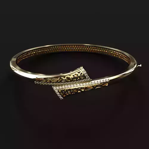 Luxury Gold Bangle Bracelet with Diamonds 3D print model