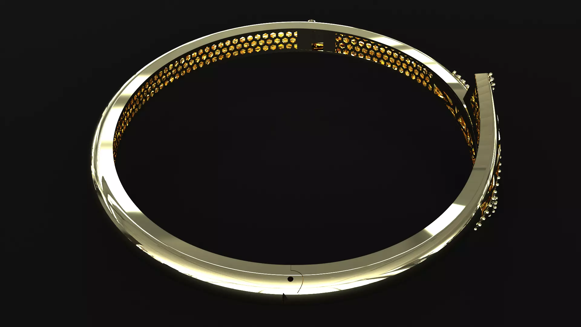 Luxury Gold Bangle Bracelet with Diamonds 3D print model 3D print model_4