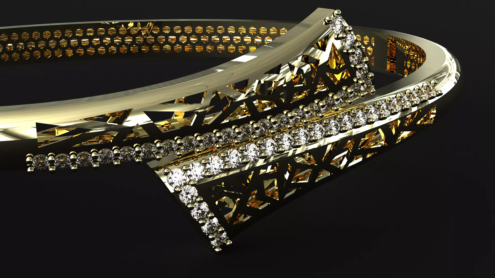 Luxury Gold Bangle Bracelet with Diamonds 3D print model 3D print model_1