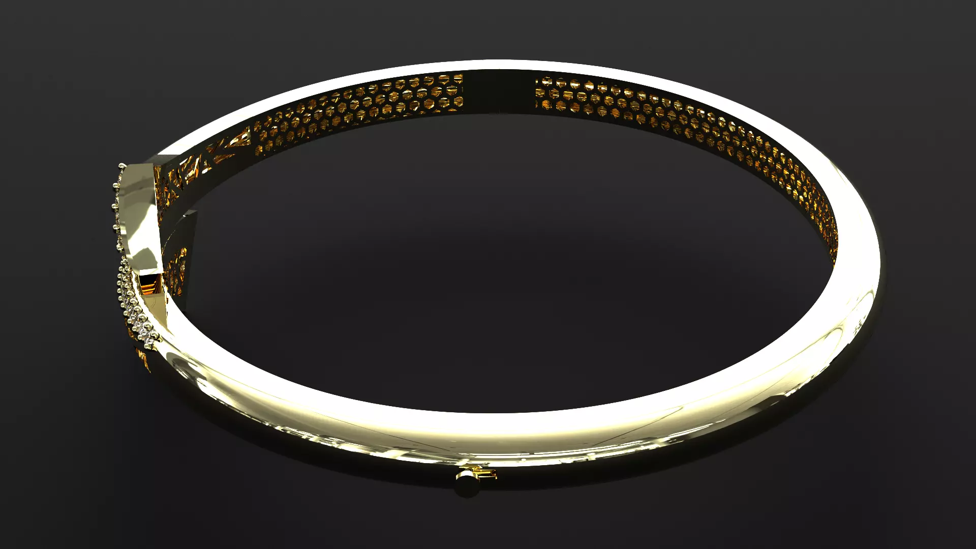 Luxury Gold Bangle Bracelet with Diamonds 3D print model 3D print model_2