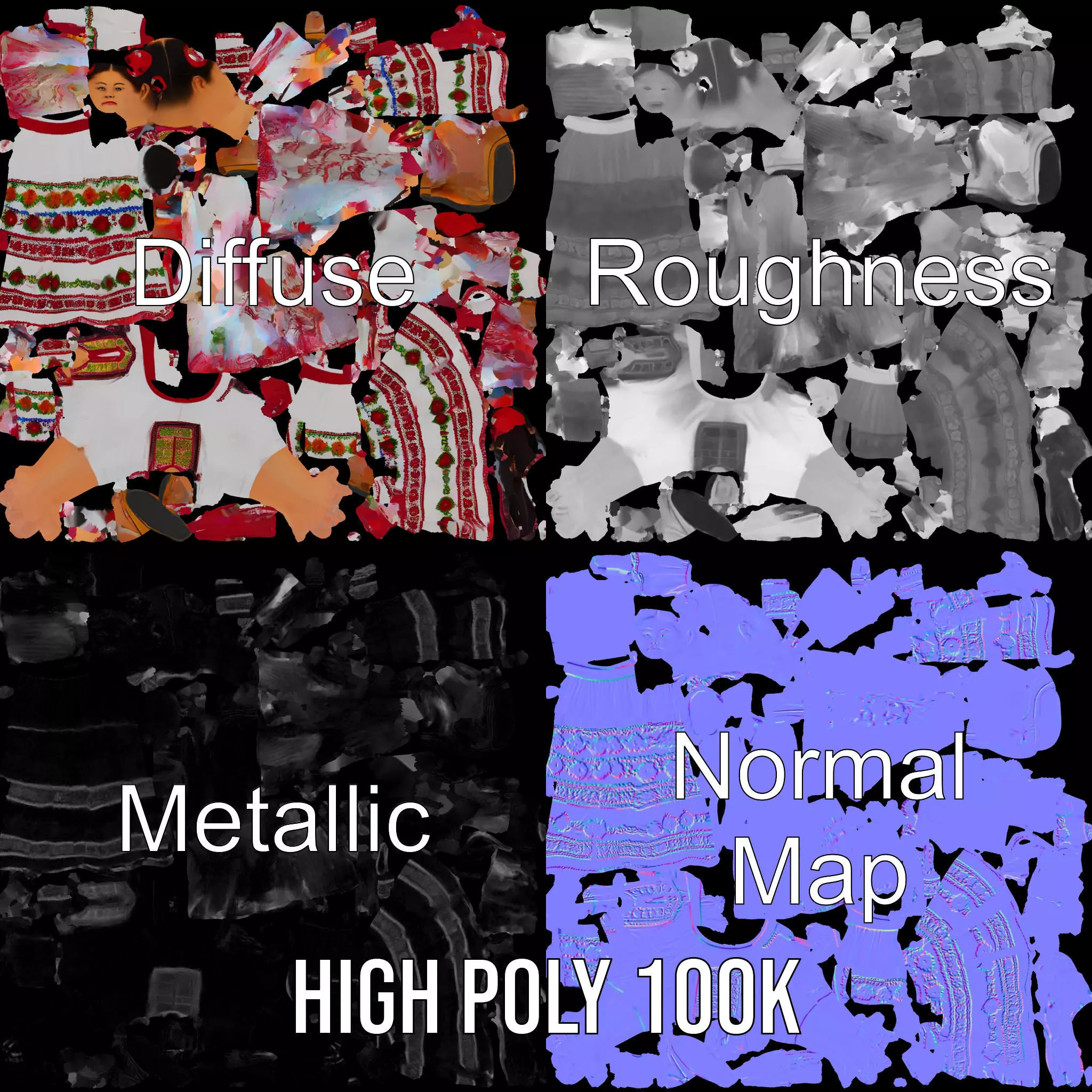 Colorful Festival Dress model pack Low-poly 3D model_3