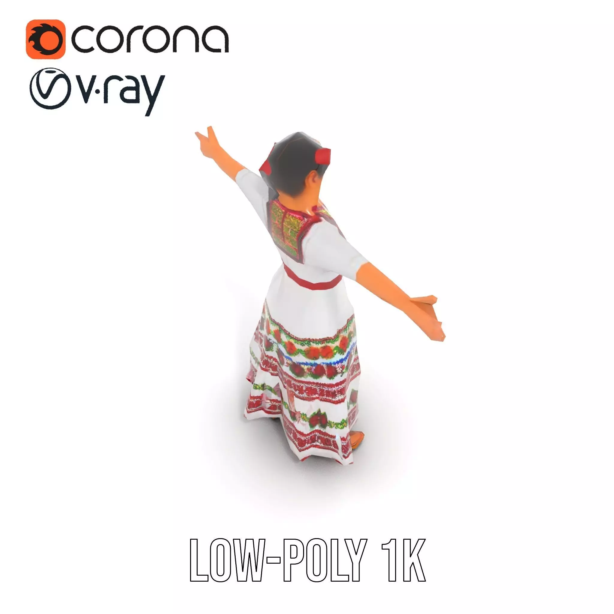 Colorful Festival Dress model pack Low-poly 3D model_7