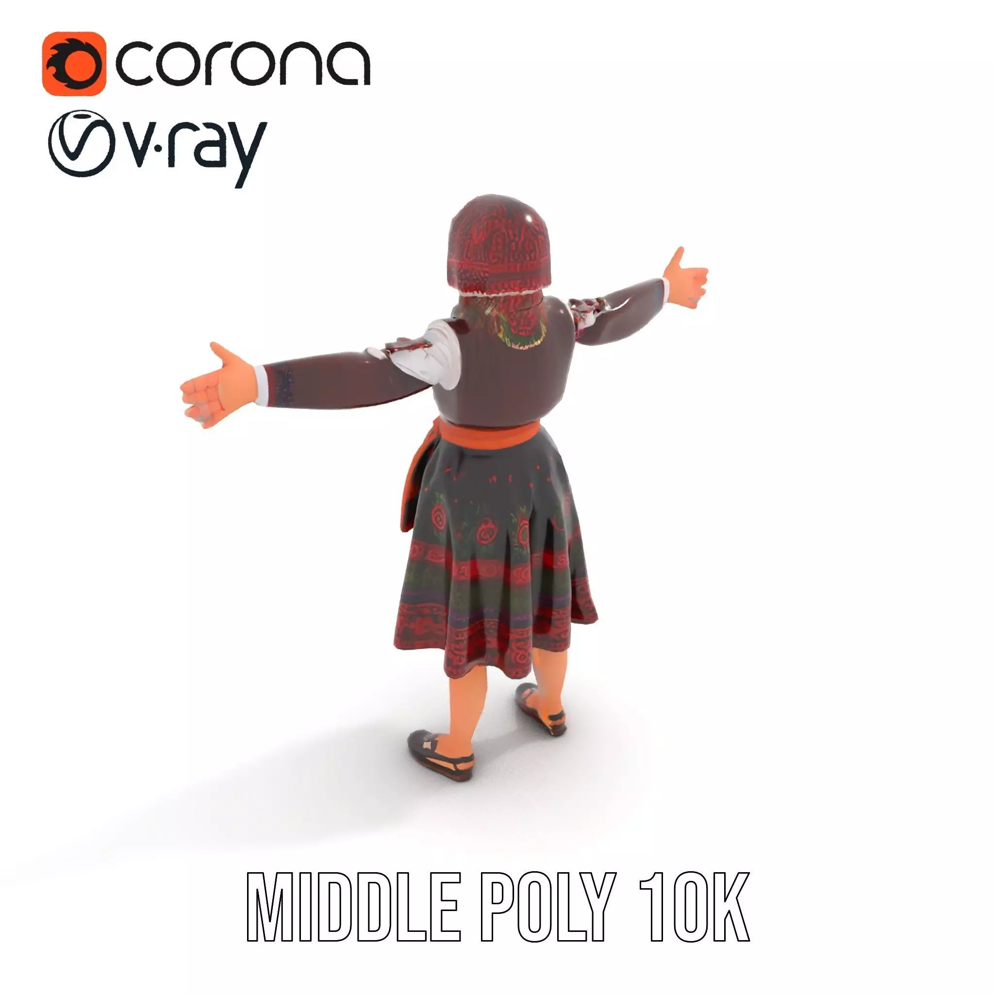 Traditional Folk Dress model pack Low-poly 3D model_10
