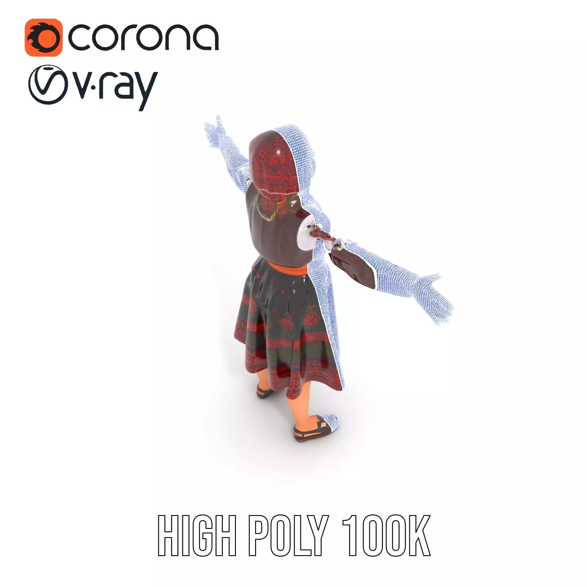 Traditional Folk Dress model pack Low-poly 3D model_20