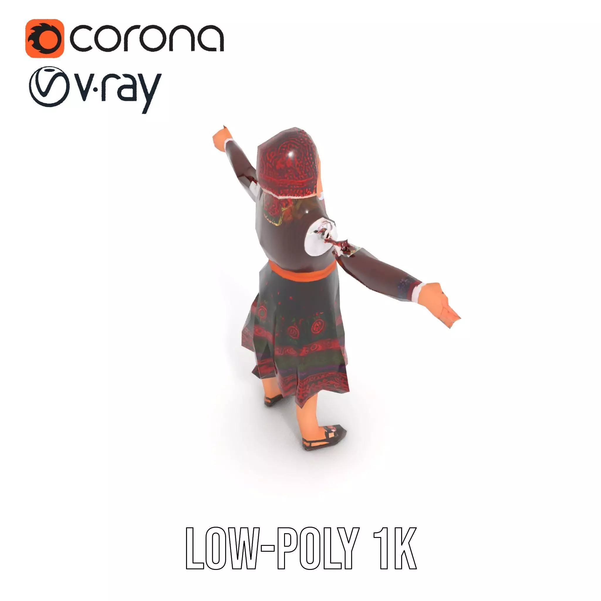 Traditional Folk Dress model pack Low-poly 3D model_7