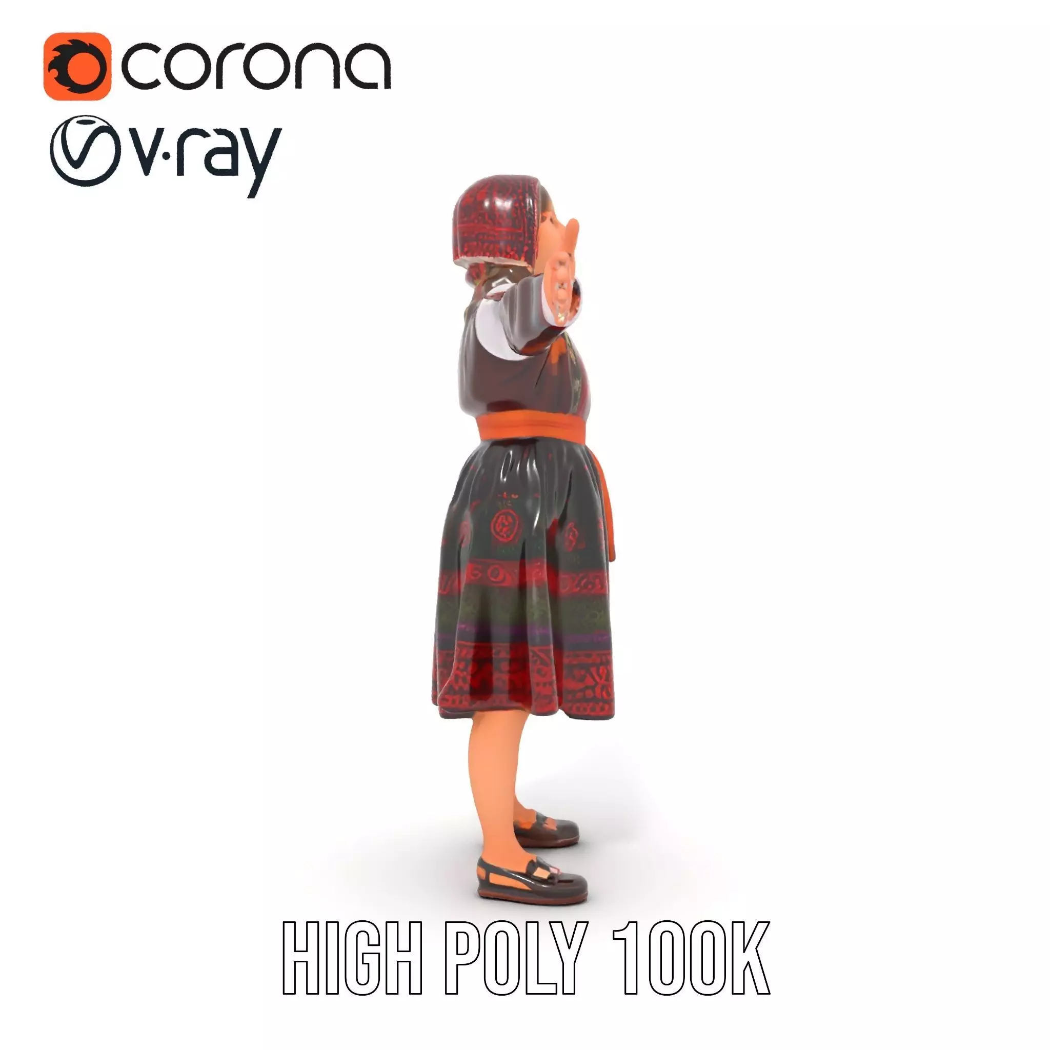 Traditional Folk Dress model pack Low-poly 3D model_33