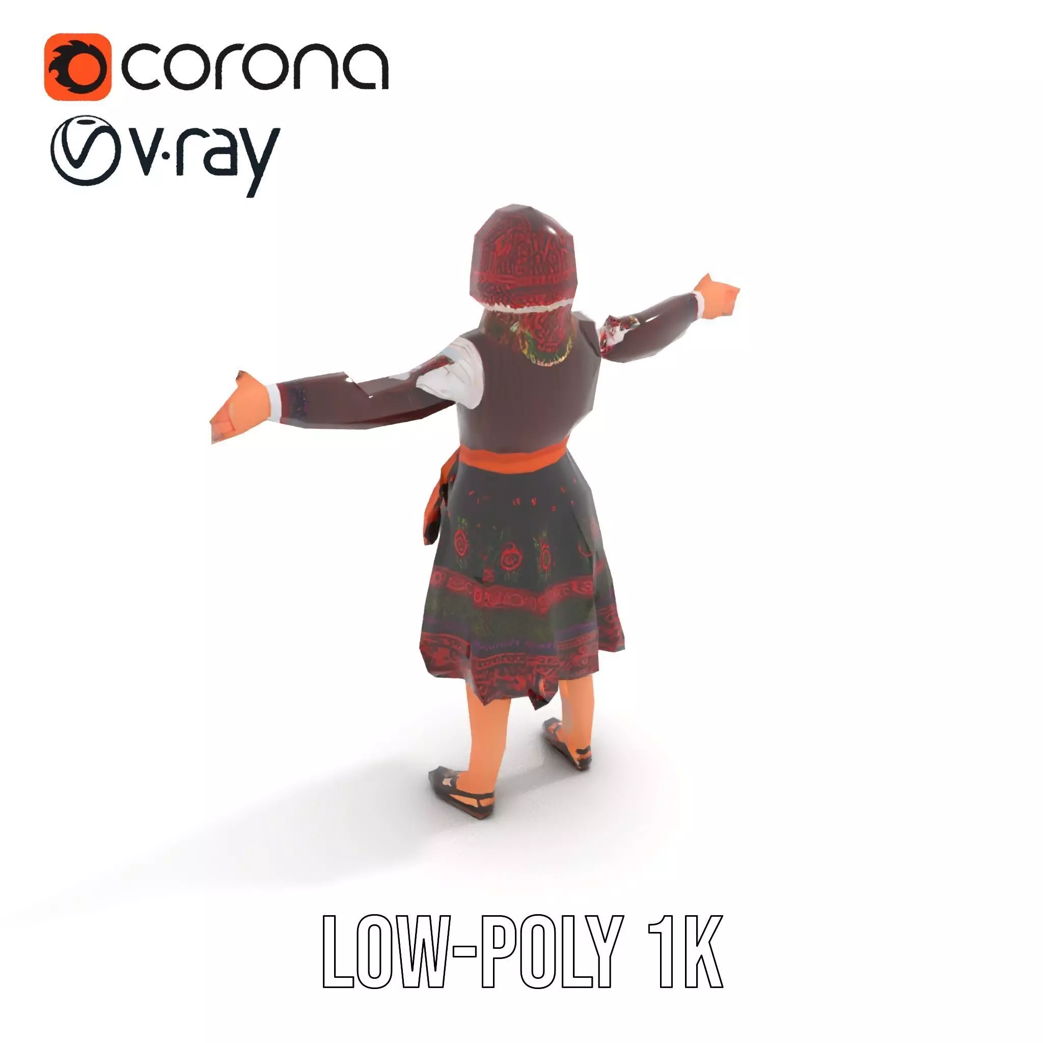 Traditional Folk Dress model pack Low-poly 3D model_16