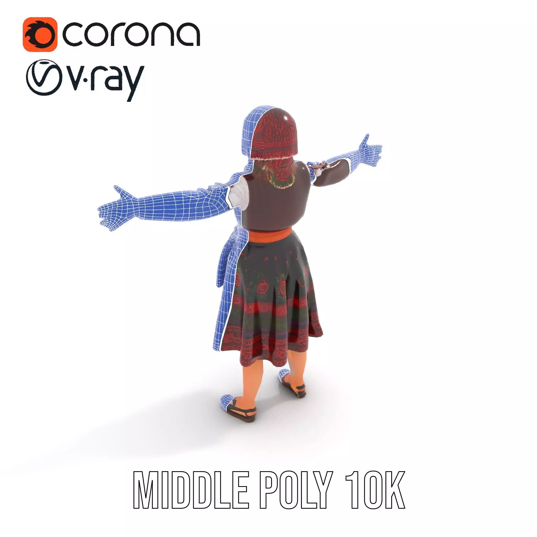 Traditional Folk Dress model pack Low-poly 3D model_18
