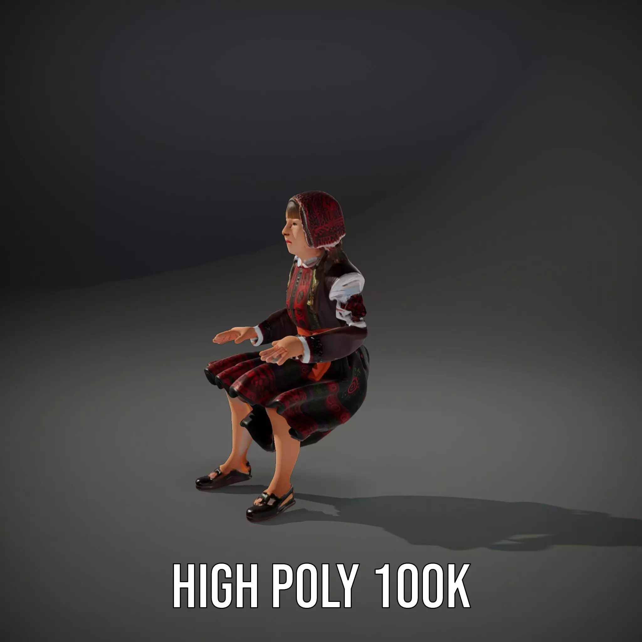 Traditional Folk Dress model pack Low-poly 3D model_9