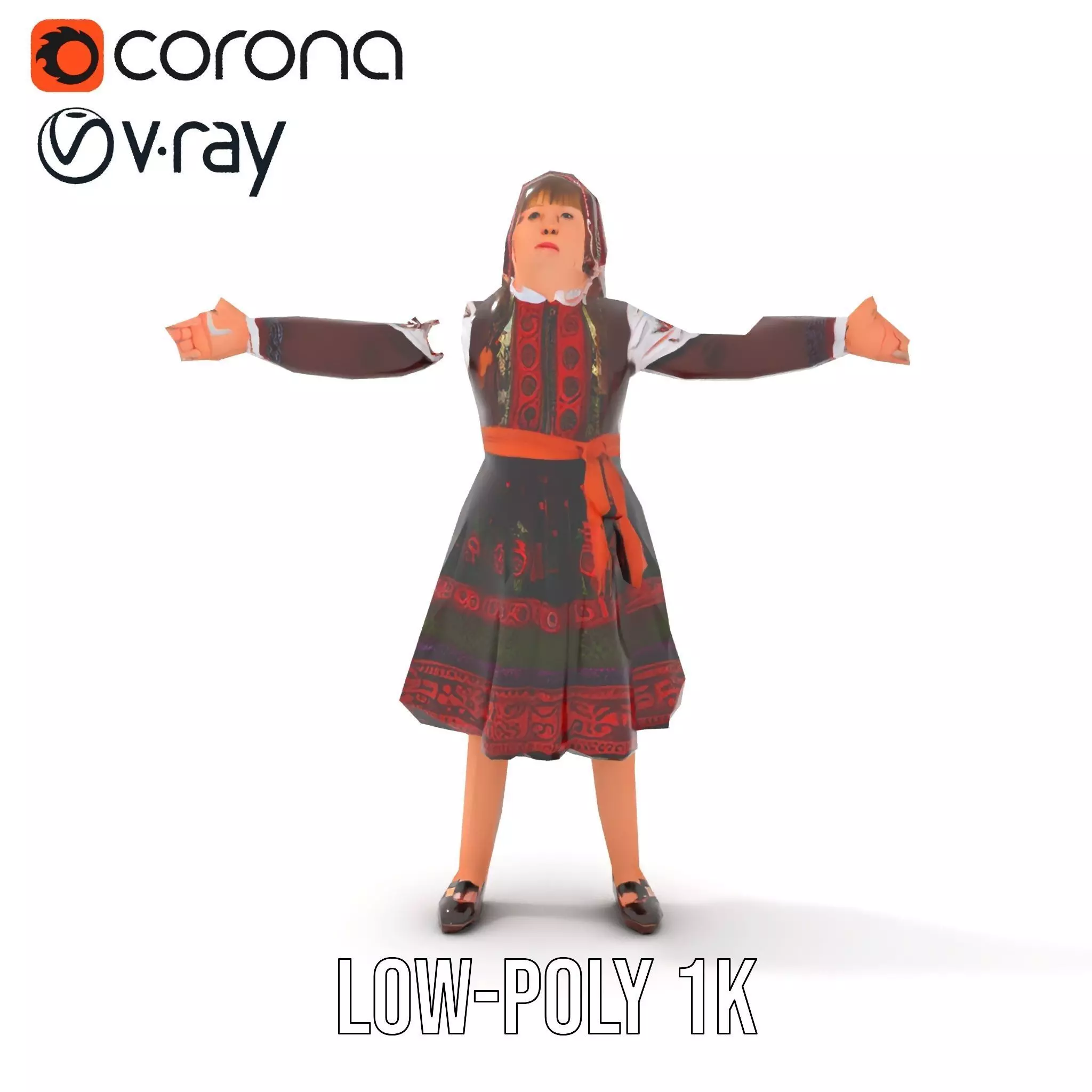 Traditional Folk Dress model pack Low-poly 3D model_22