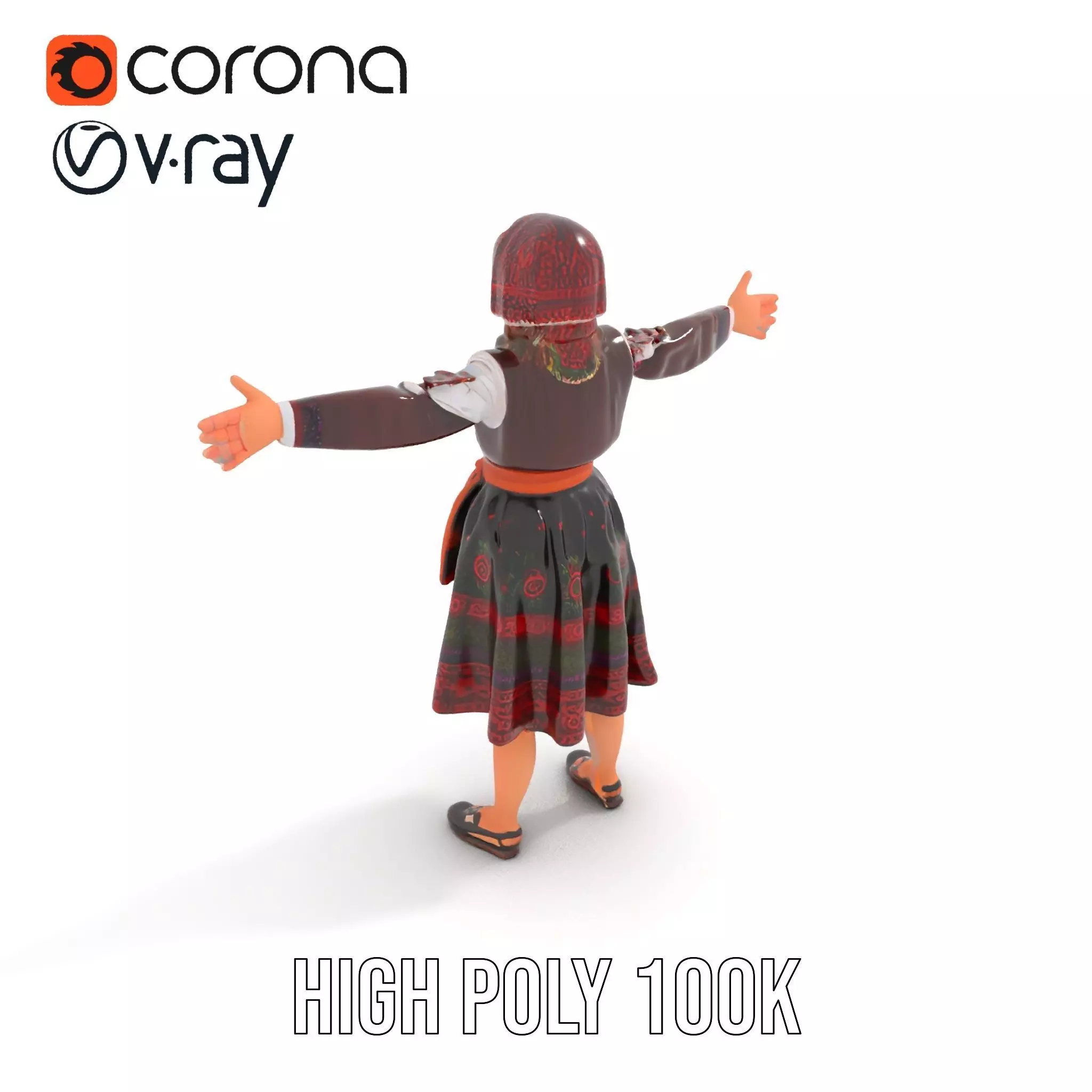 Traditional Folk Dress model pack Low-poly 3D model_17
