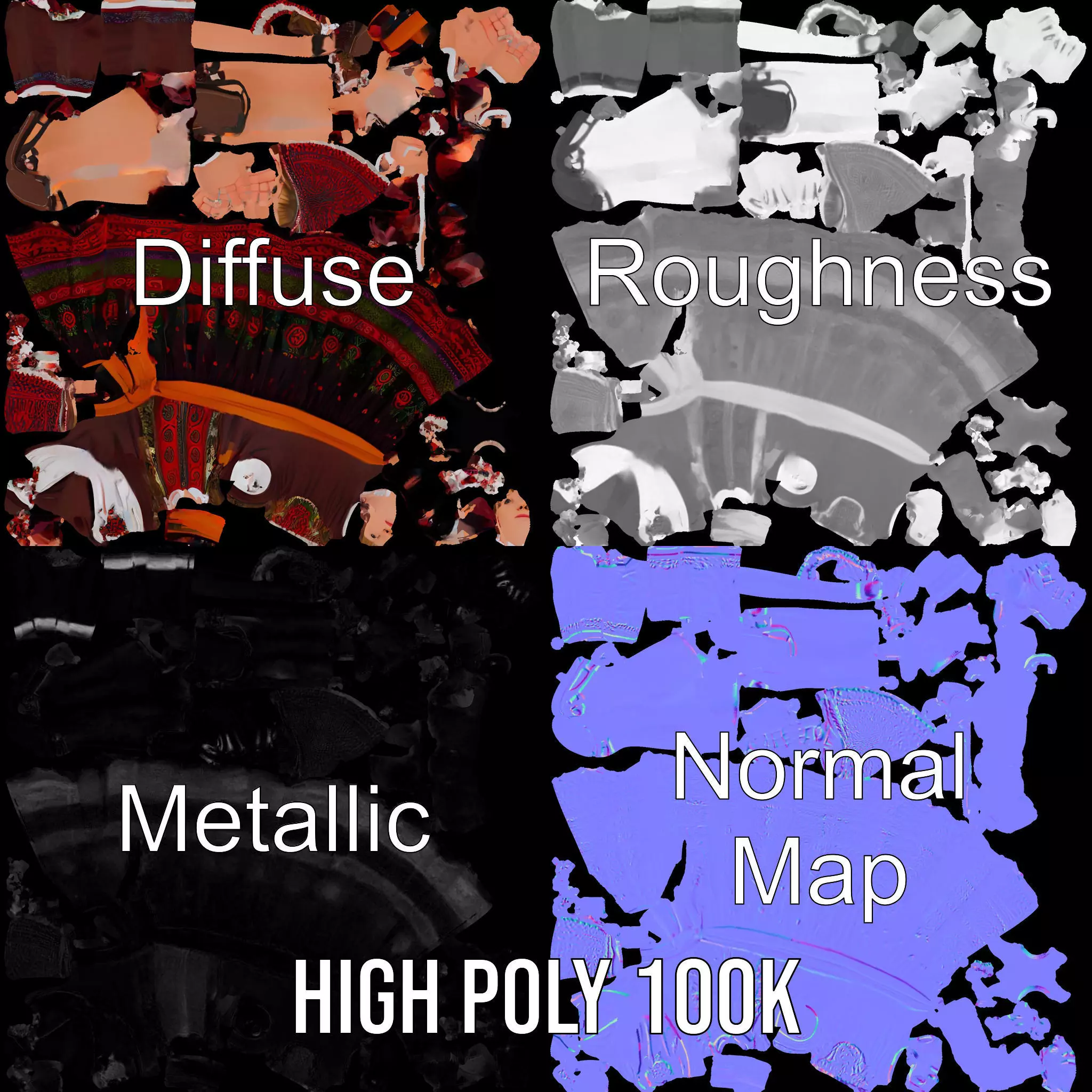 Traditional Folk Dress model pack Low-poly 3D model_3