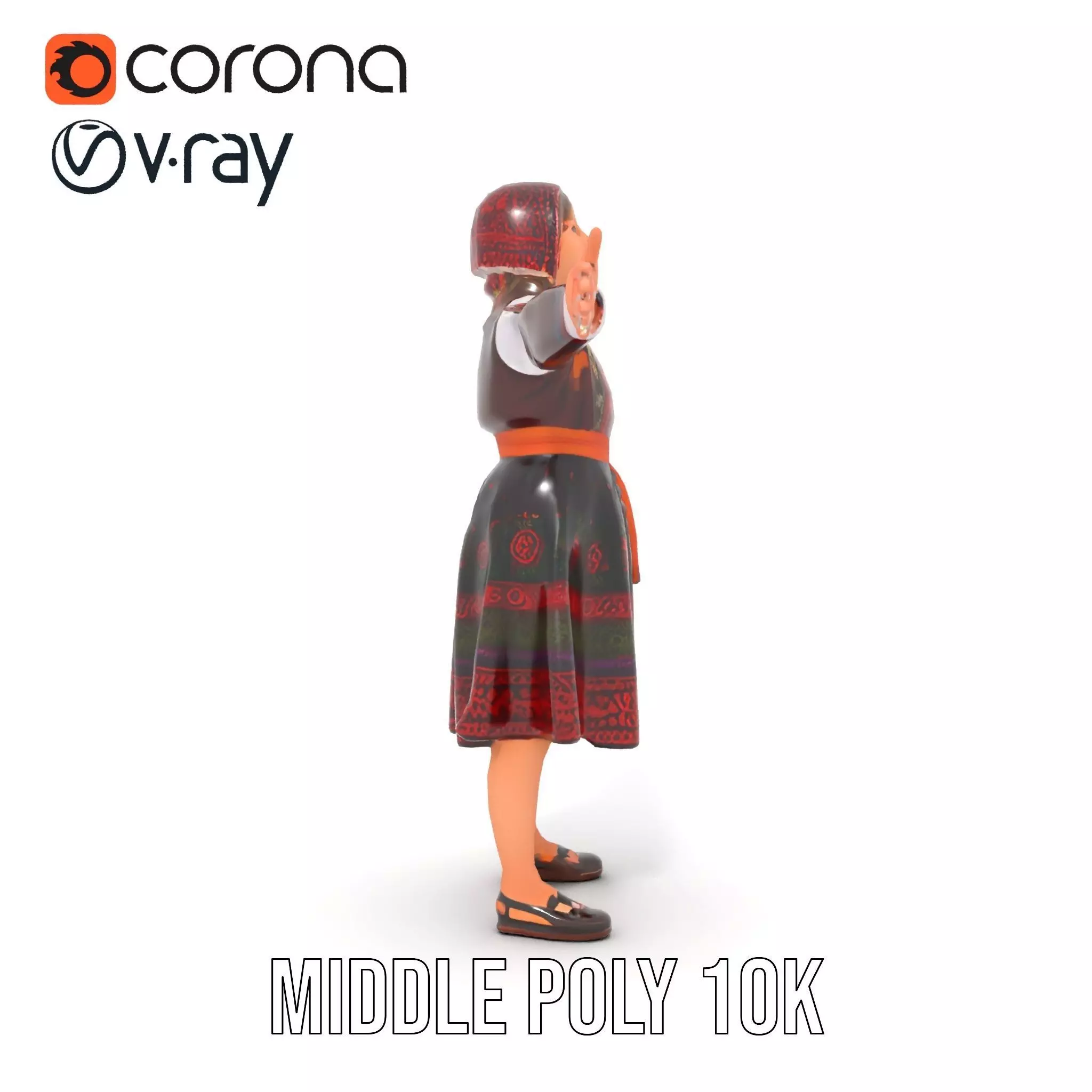 Traditional Folk Dress model pack Low-poly 3D model_13