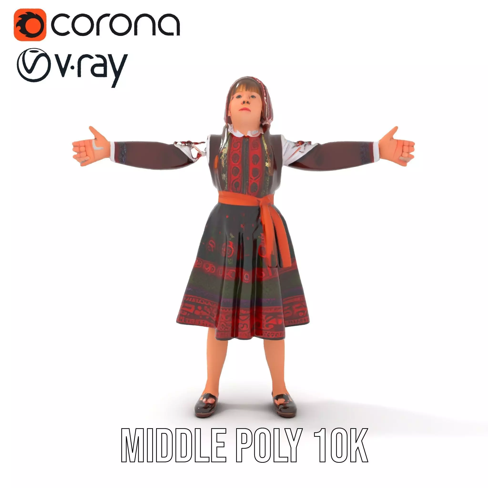 Traditional Folk Dress model pack Low-poly 3D model_21