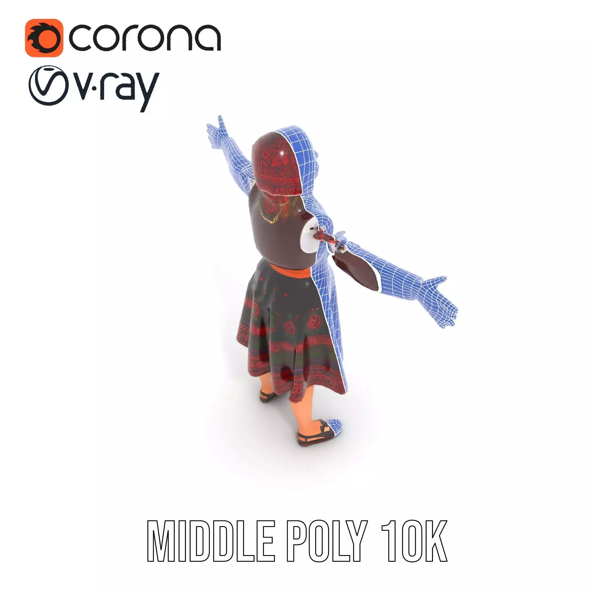 Traditional Folk Dress model pack Low-poly 3D model_29