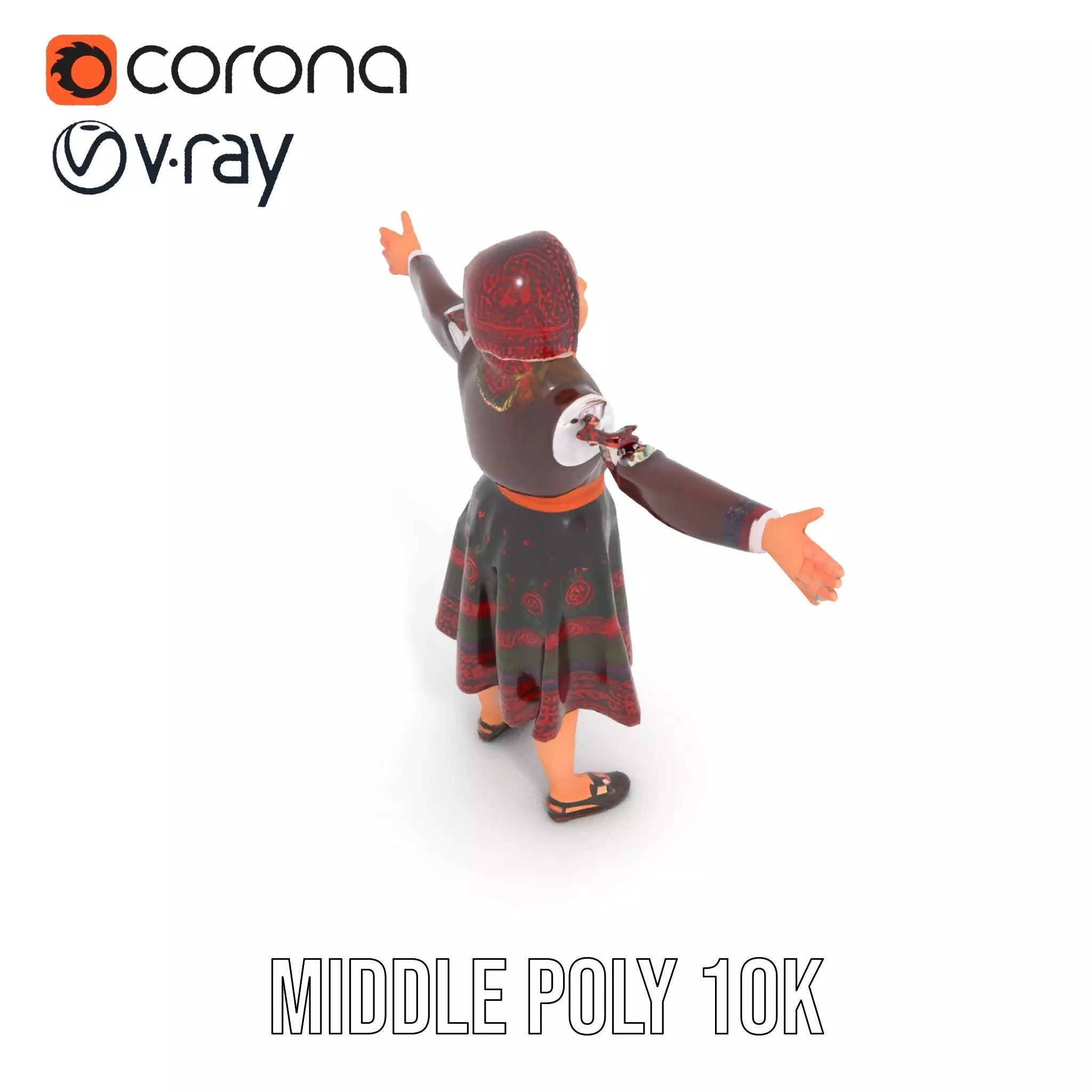 Traditional Folk Dress model pack Low-poly 3D model_5