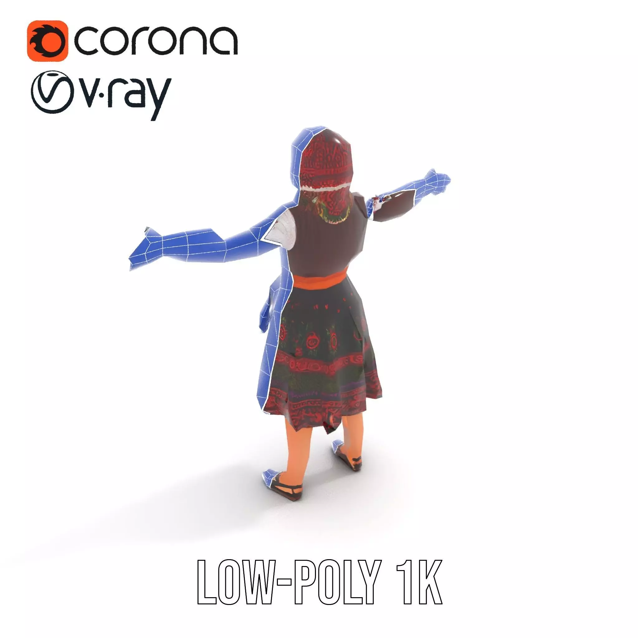 Traditional Folk Dress model pack Low-poly 3D model_11