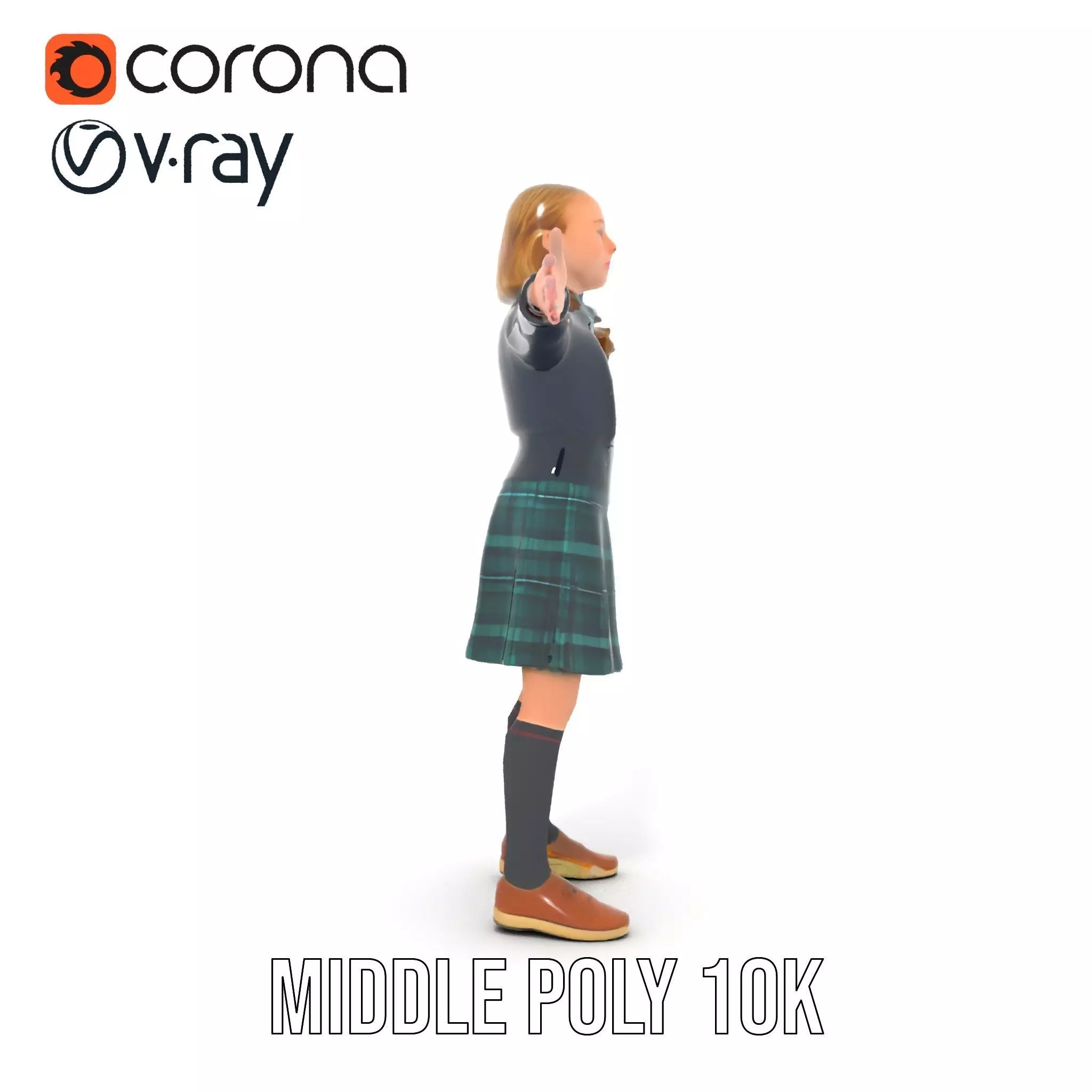 Classic Schoolgirl Uniform model pack Low-poly 3D model_16