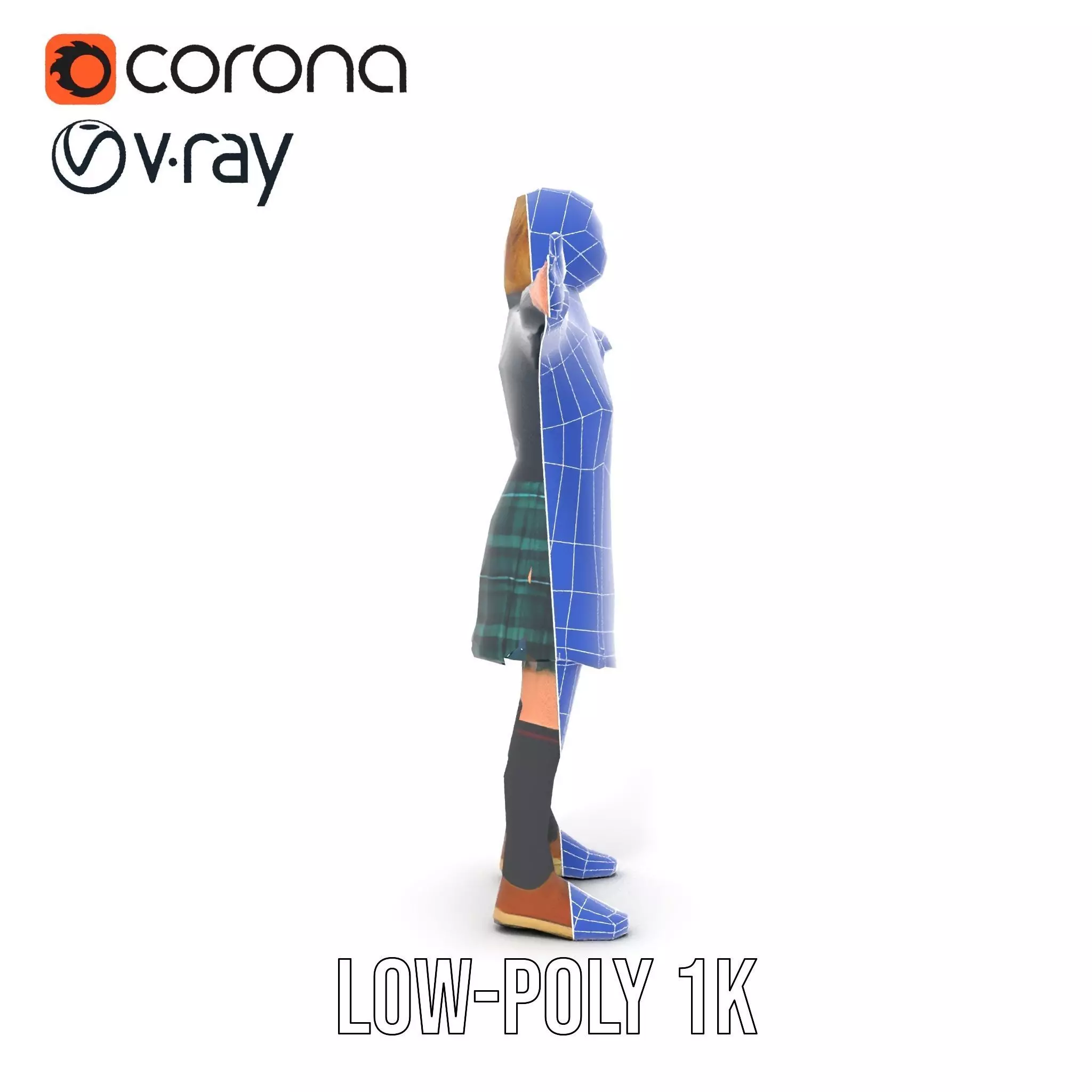 Classic Schoolgirl Uniform model pack Low-poly 3D model_28