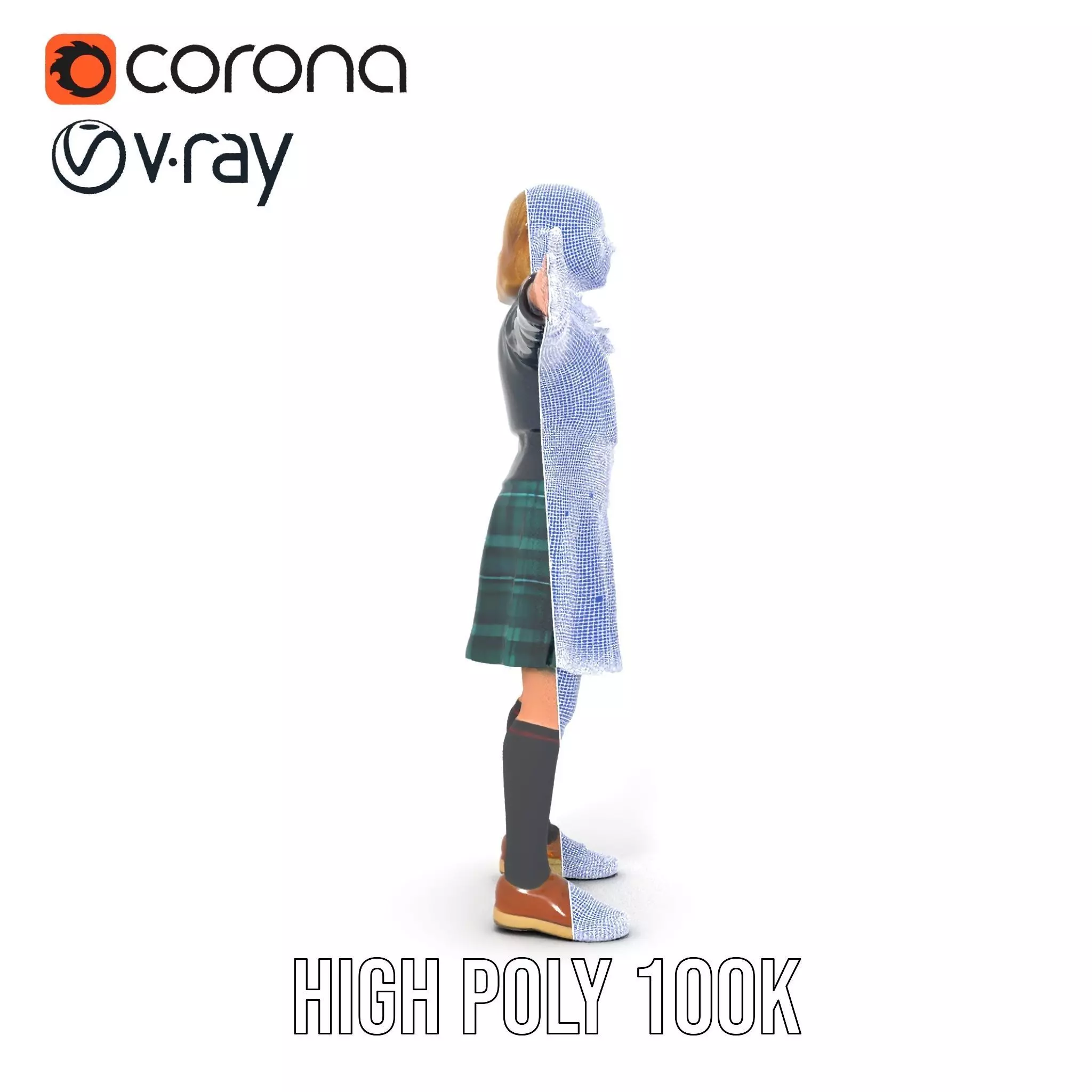 Classic Schoolgirl Uniform model pack Low-poly 3D model_32
