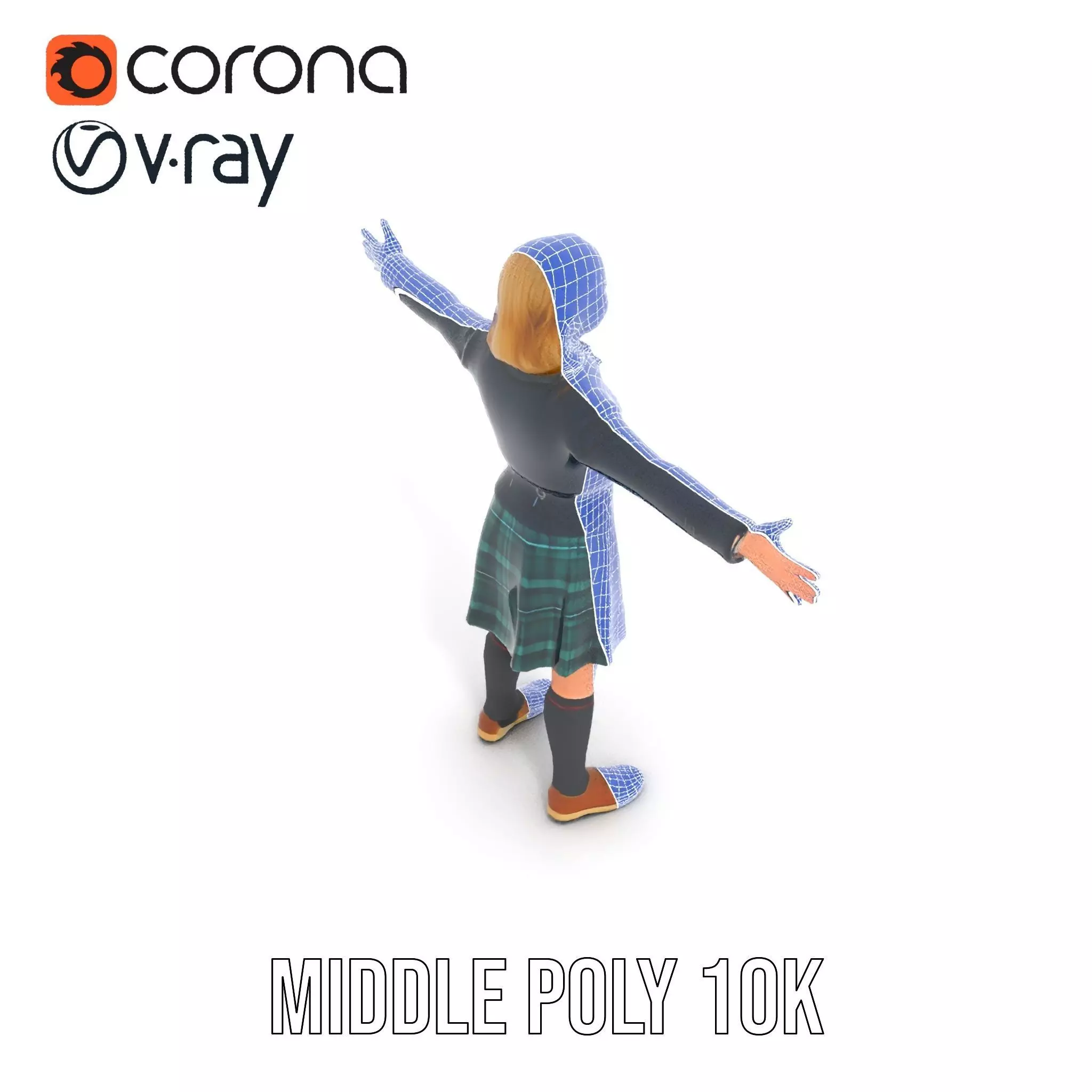 Classic Schoolgirl Uniform model pack Low-poly 3D model_30