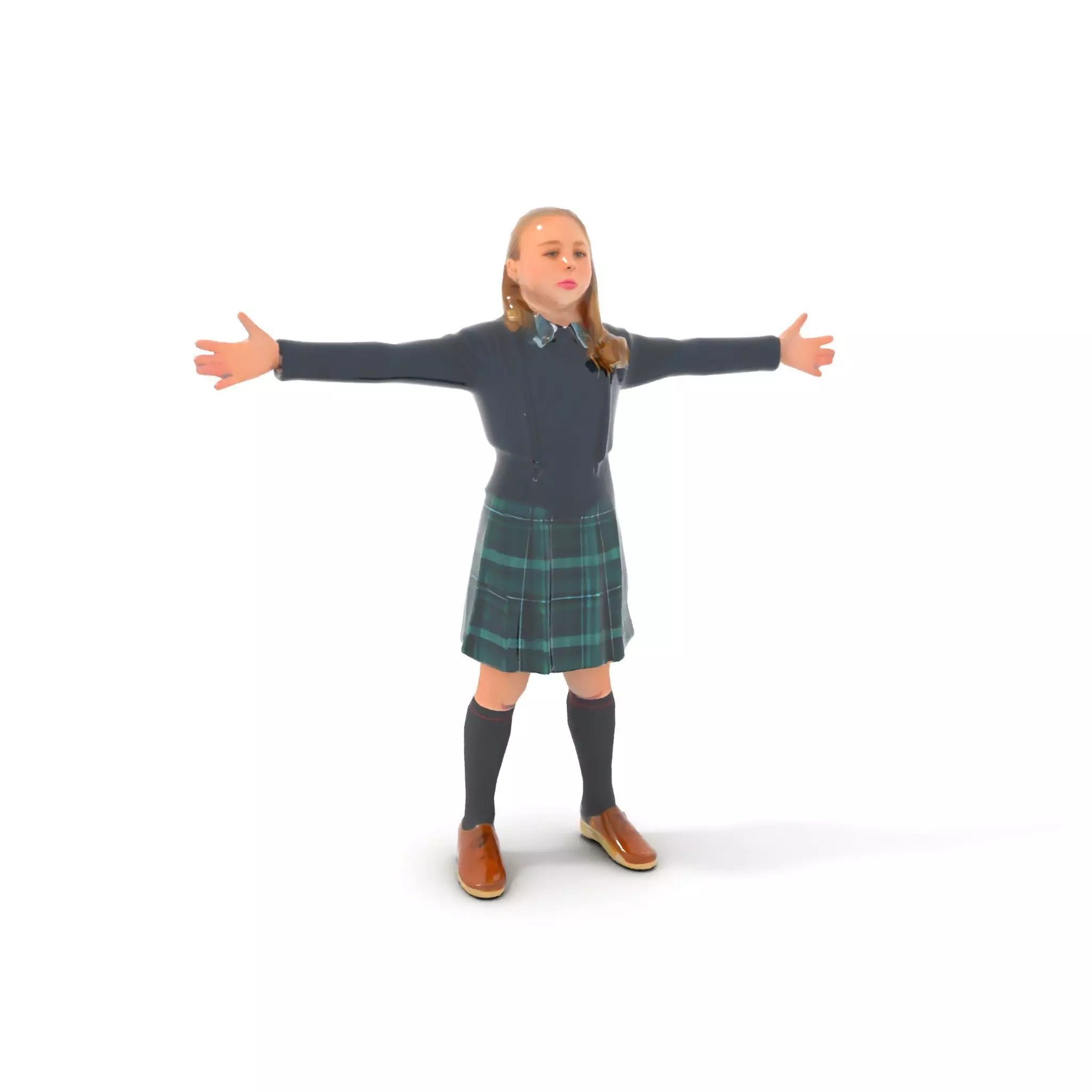 Classic Schoolgirl Uniform model pack Low-poly 3D model_5