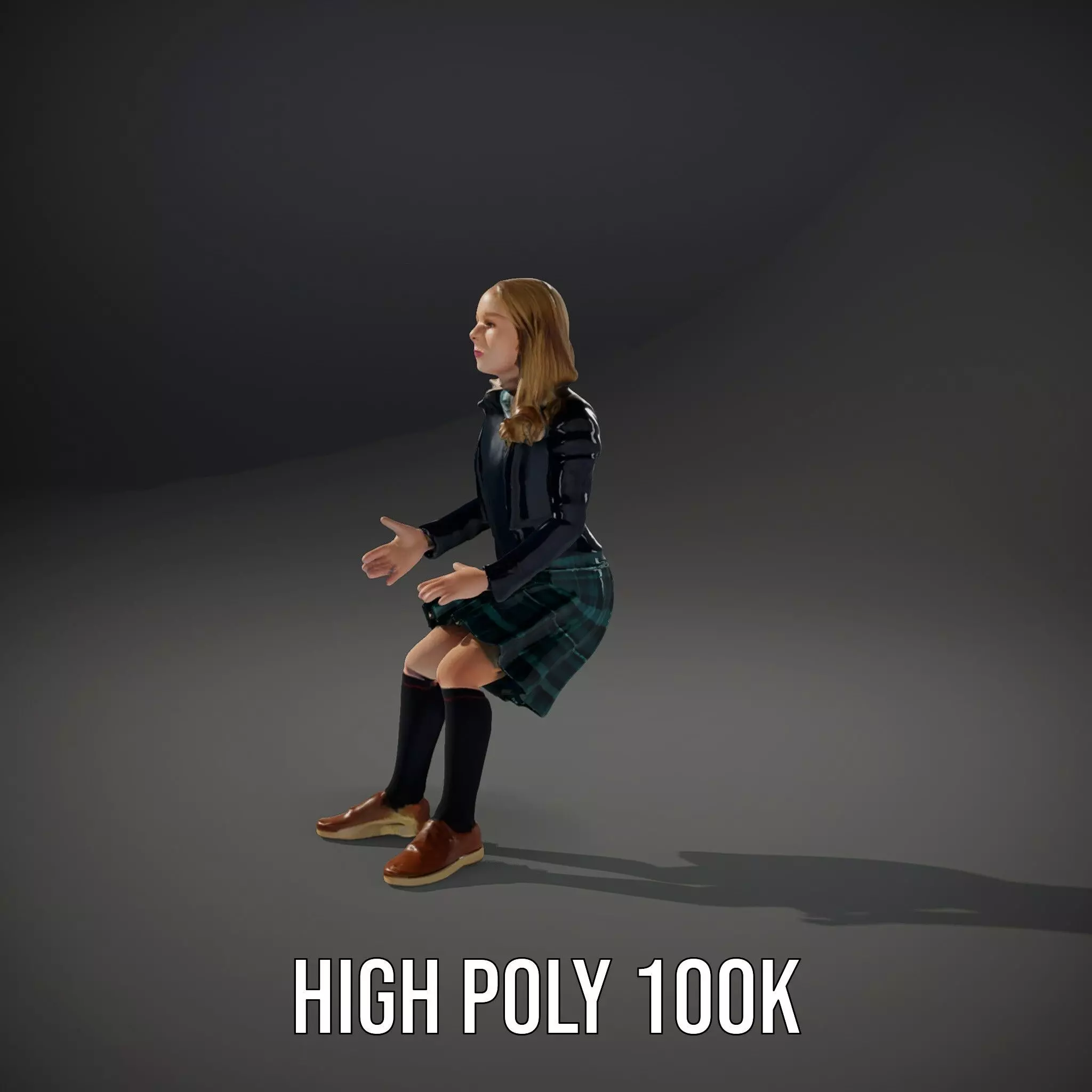 Classic Schoolgirl Uniform model pack Low-poly 3D model_8