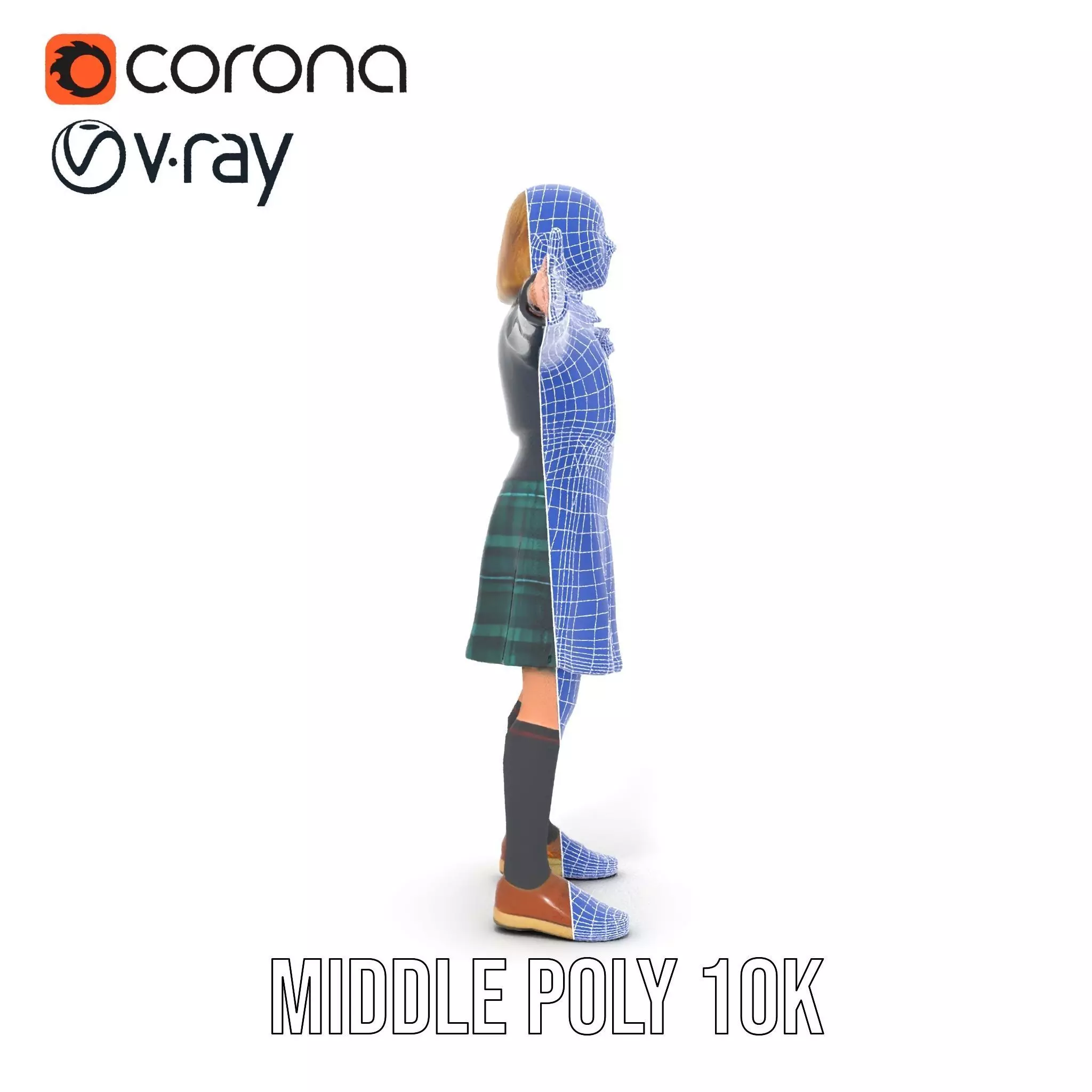 Classic Schoolgirl Uniform model pack Low-poly 3D model_19