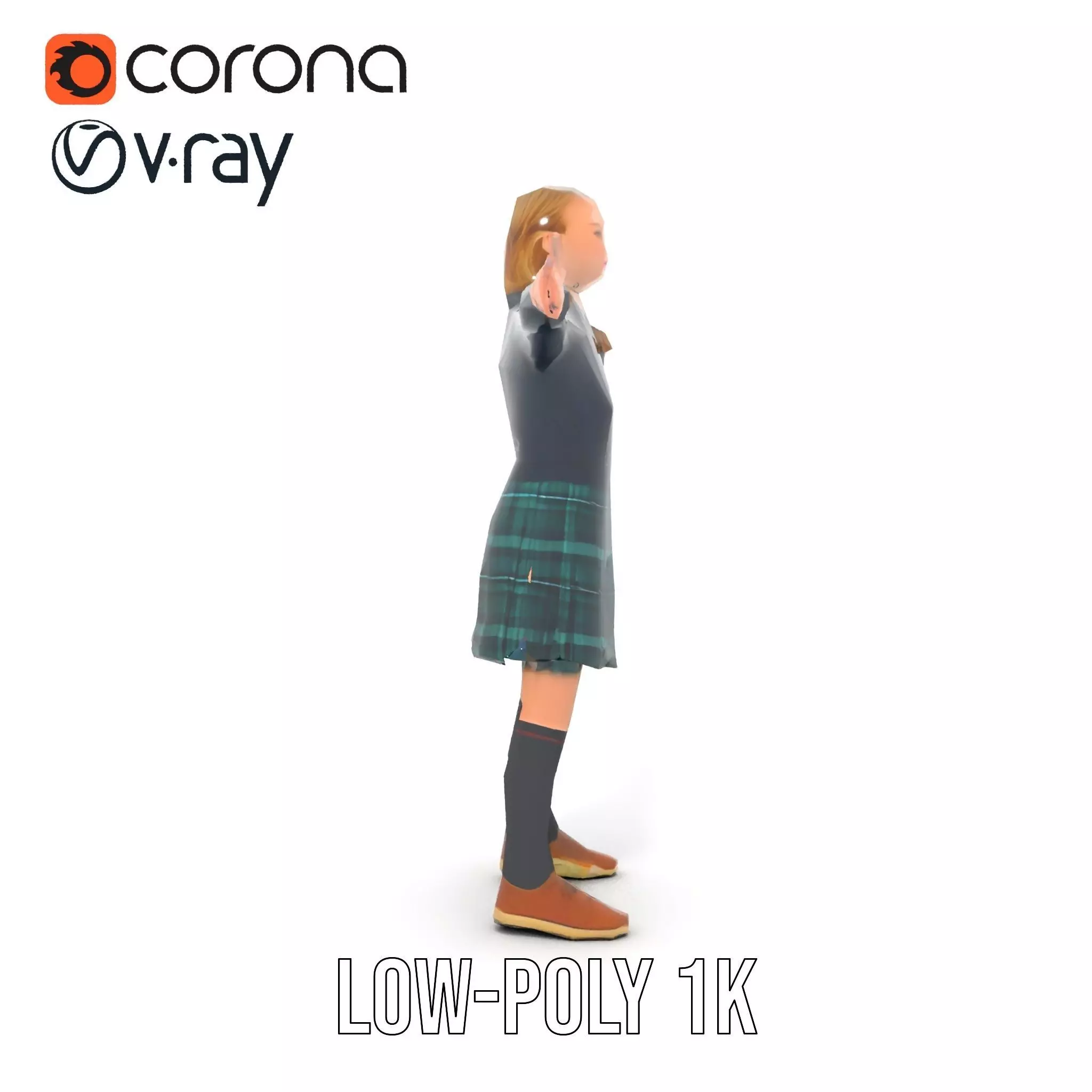 Classic Schoolgirl Uniform model pack Low-poly 3D model_23