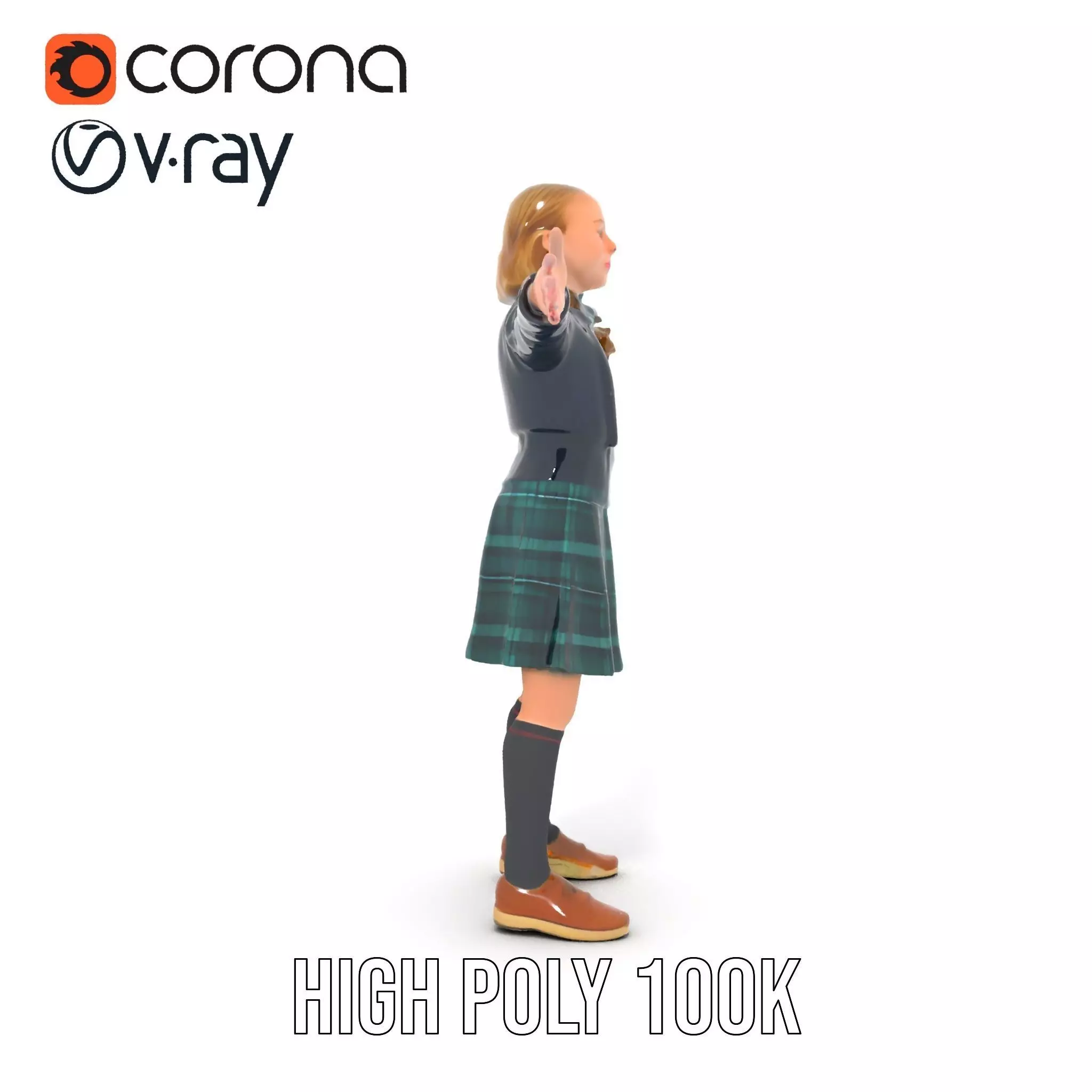 Classic Schoolgirl Uniform model pack Low-poly 3D model_26
